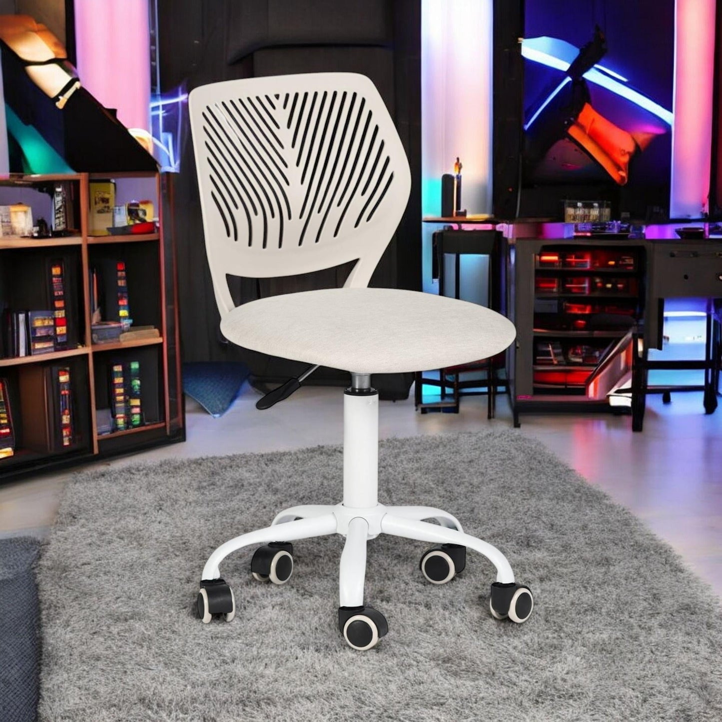Homy Casa Adjustable Video Game Chair Swivel Computer Chair for Gaming, Study Home Office, Beigh
