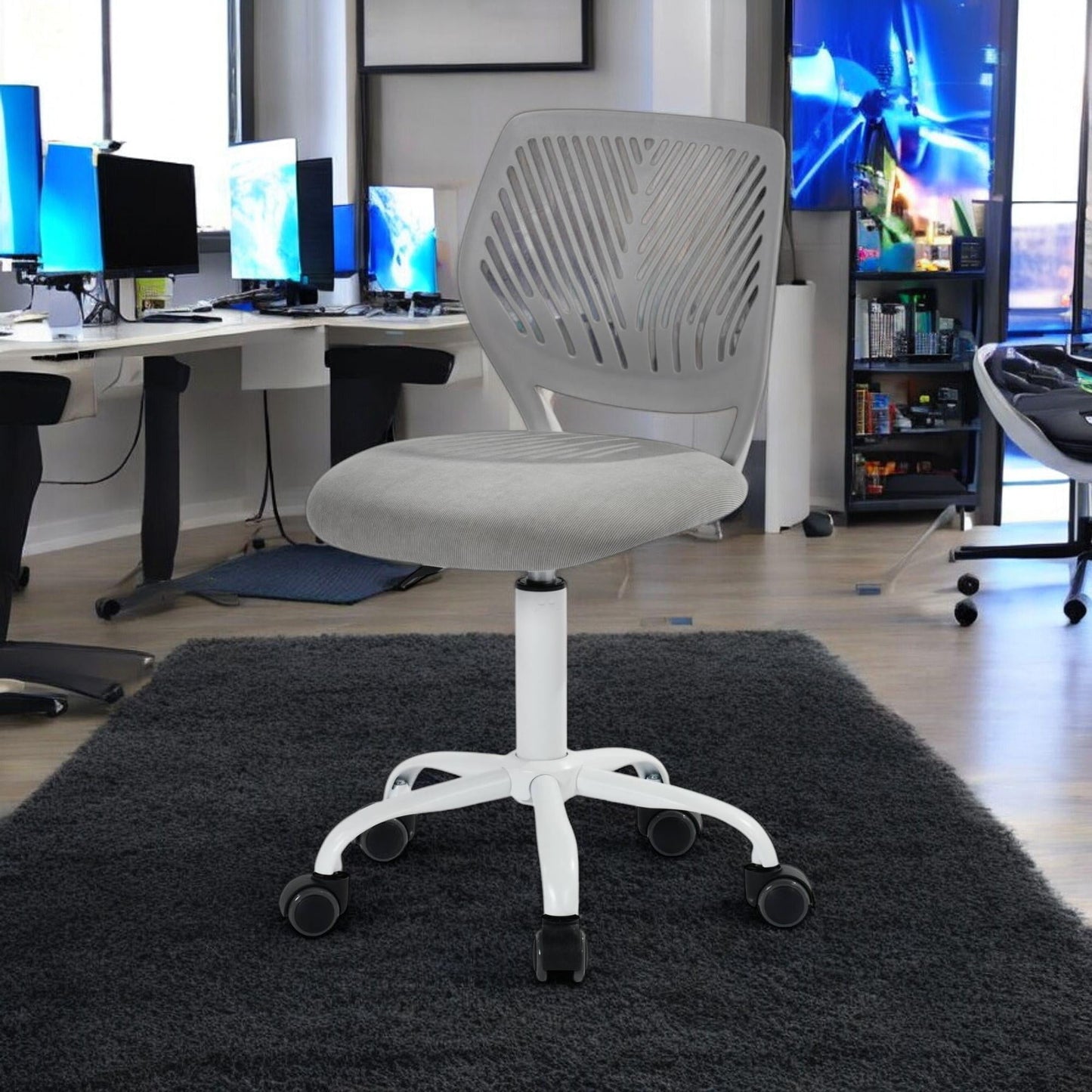Homy Casa Adjustable Video Game Chair Swivel Computer Chair for Gaming, Study Home Office, Gray