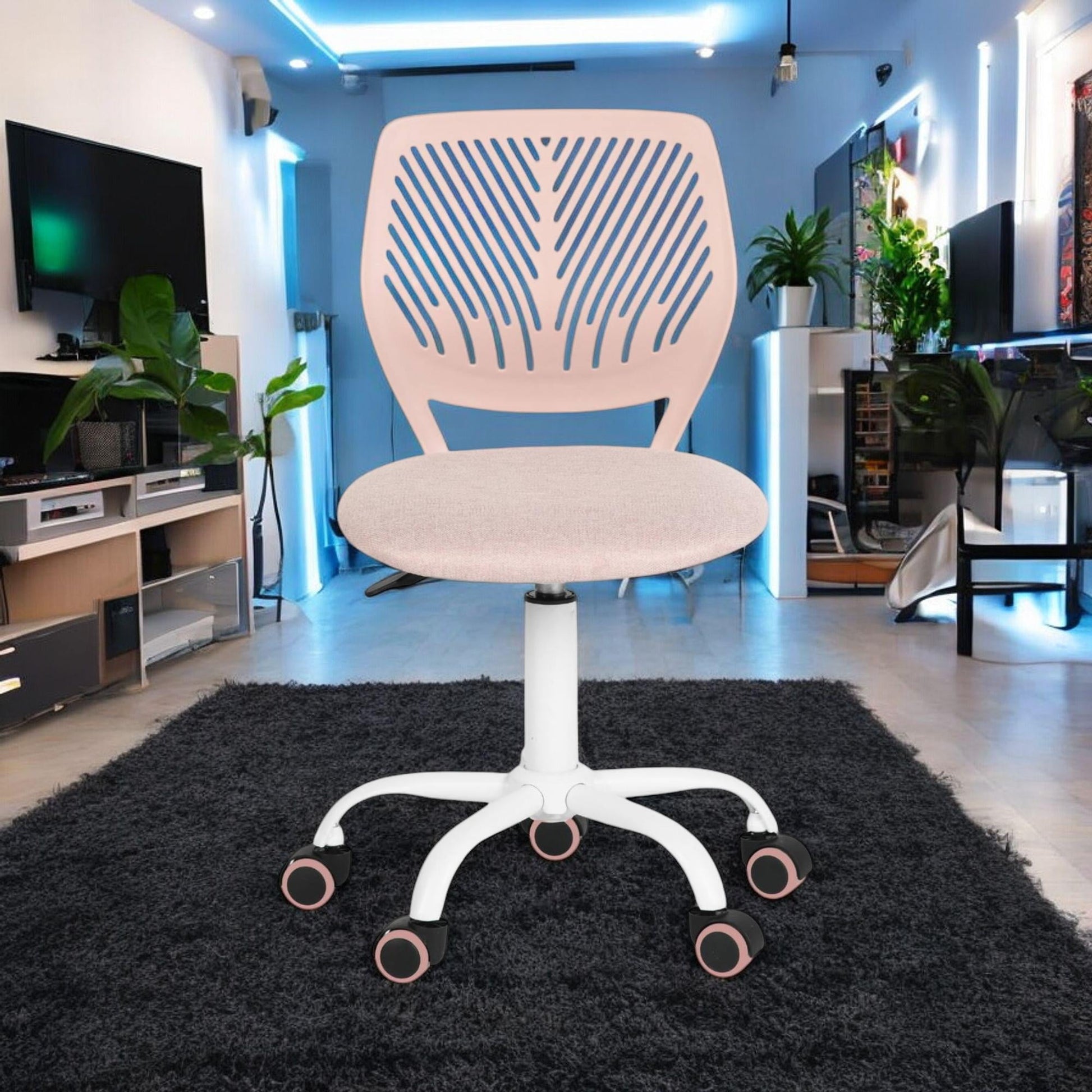 Homy Casa Adjustable Video Game Chair Swivel Computer Chair for Gaming, Study Home Office, Pink