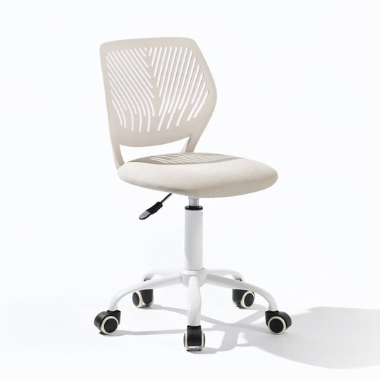 Homy Casa Teen Desk Chair, Adjustable Swivel Mesh Back Vanity Chair for Bedroom Study, Beige