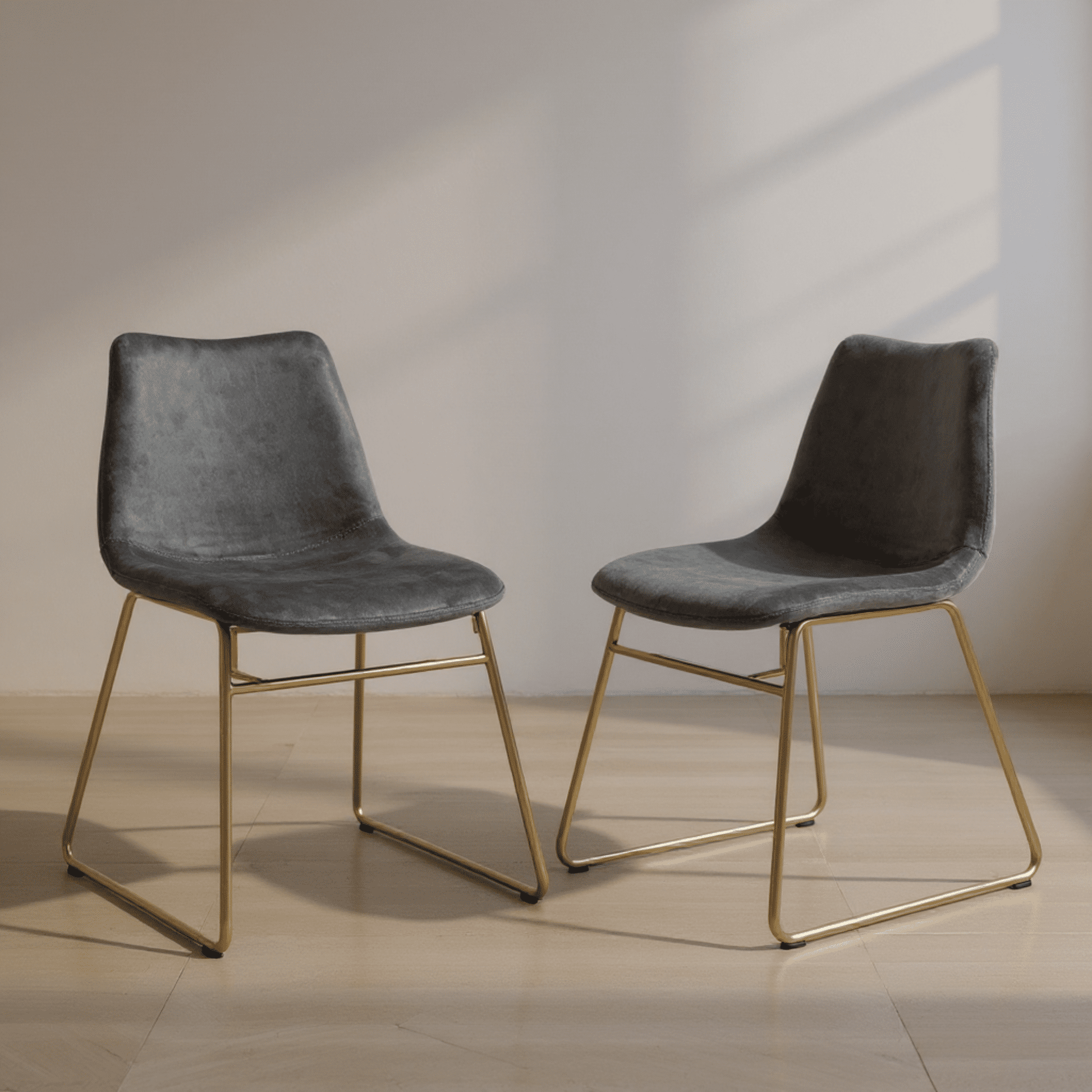 Homy Casa Juego de 2 Sillas de Comedor Tapizadas en Terciopelo con Patas de Metal Dorado