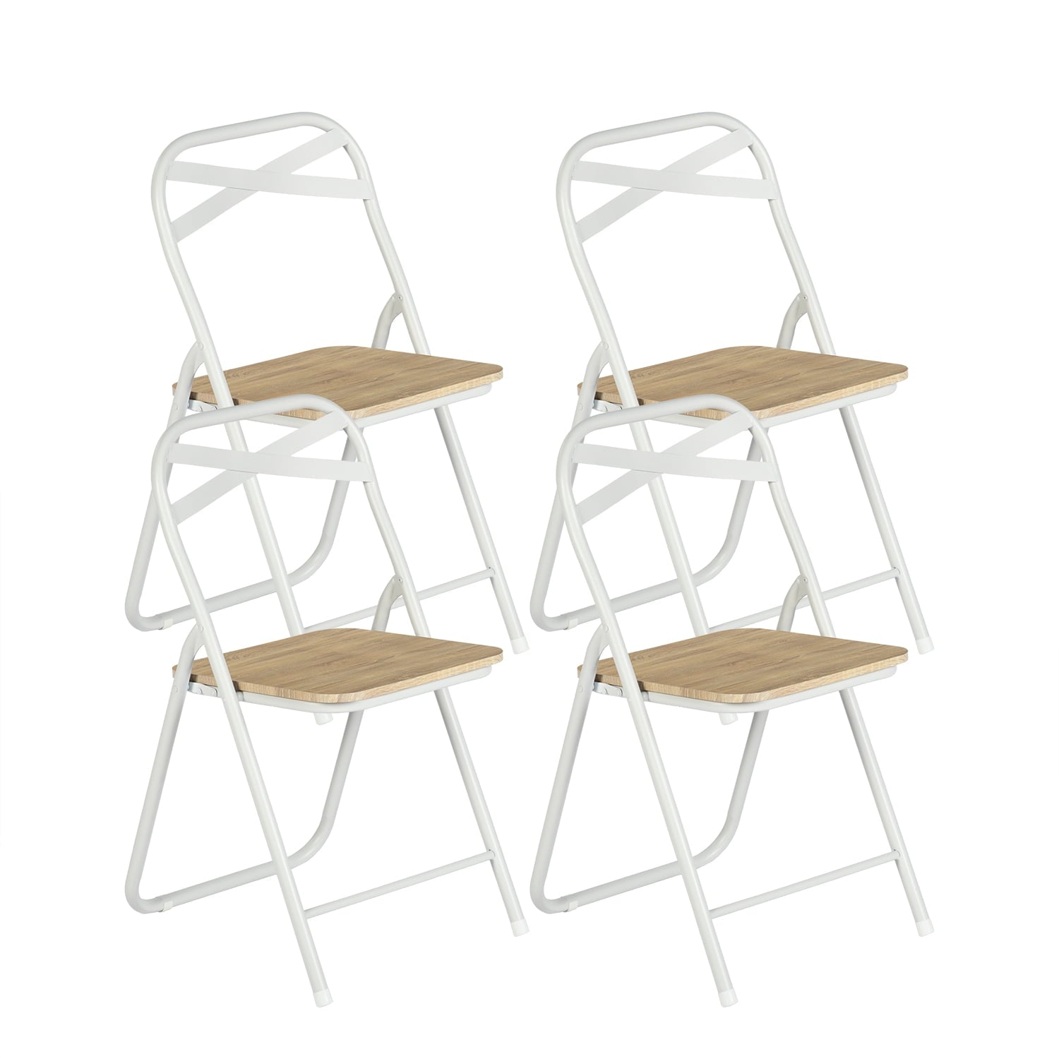 Homy Casa Folding Chairs 6 Pack with Wood Seat, Space Saving Extra Seating for Dining Party Guests