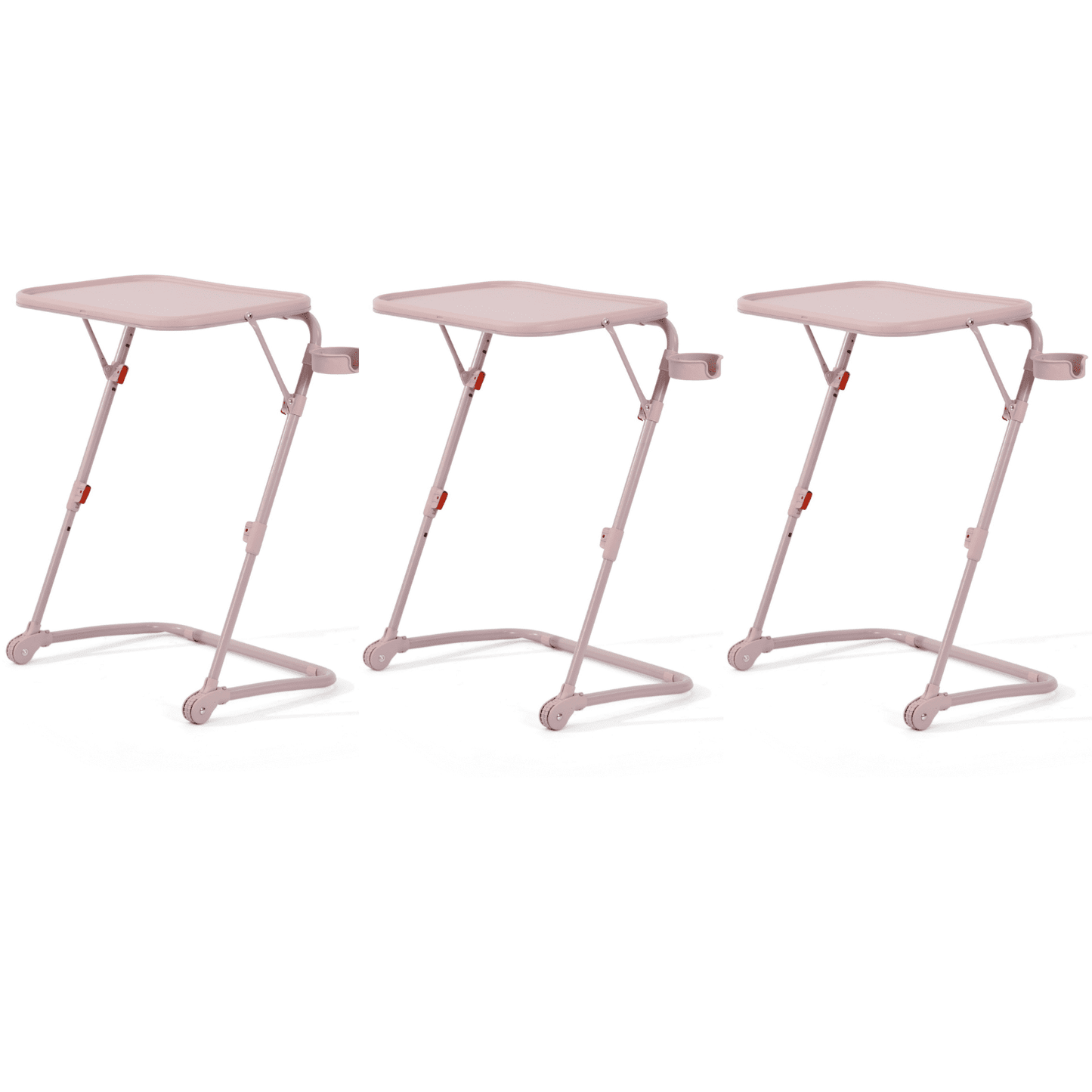 Homy Casa Folding TV Tray Table with Cup Holder, Adjustable Snack Table for Bed, Sofa, Couch, Pink
