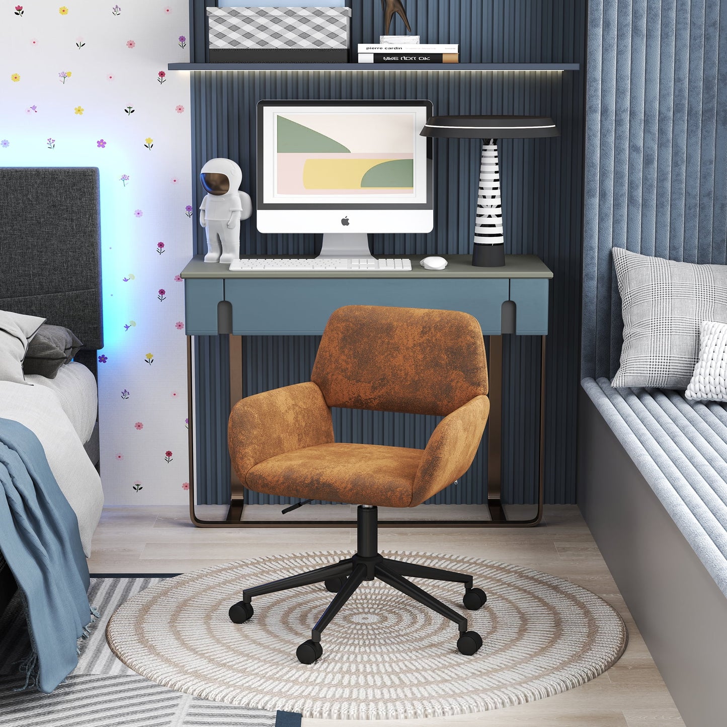 Homy Casa Kids Desk Chairs, Adjustable Height Swivel Children Study School Chairs, Brown