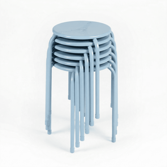 Homy Casa Folding Stackable Chair Set of 6, Metal Stools for Classroom, Kitchen Craft Room, Blue