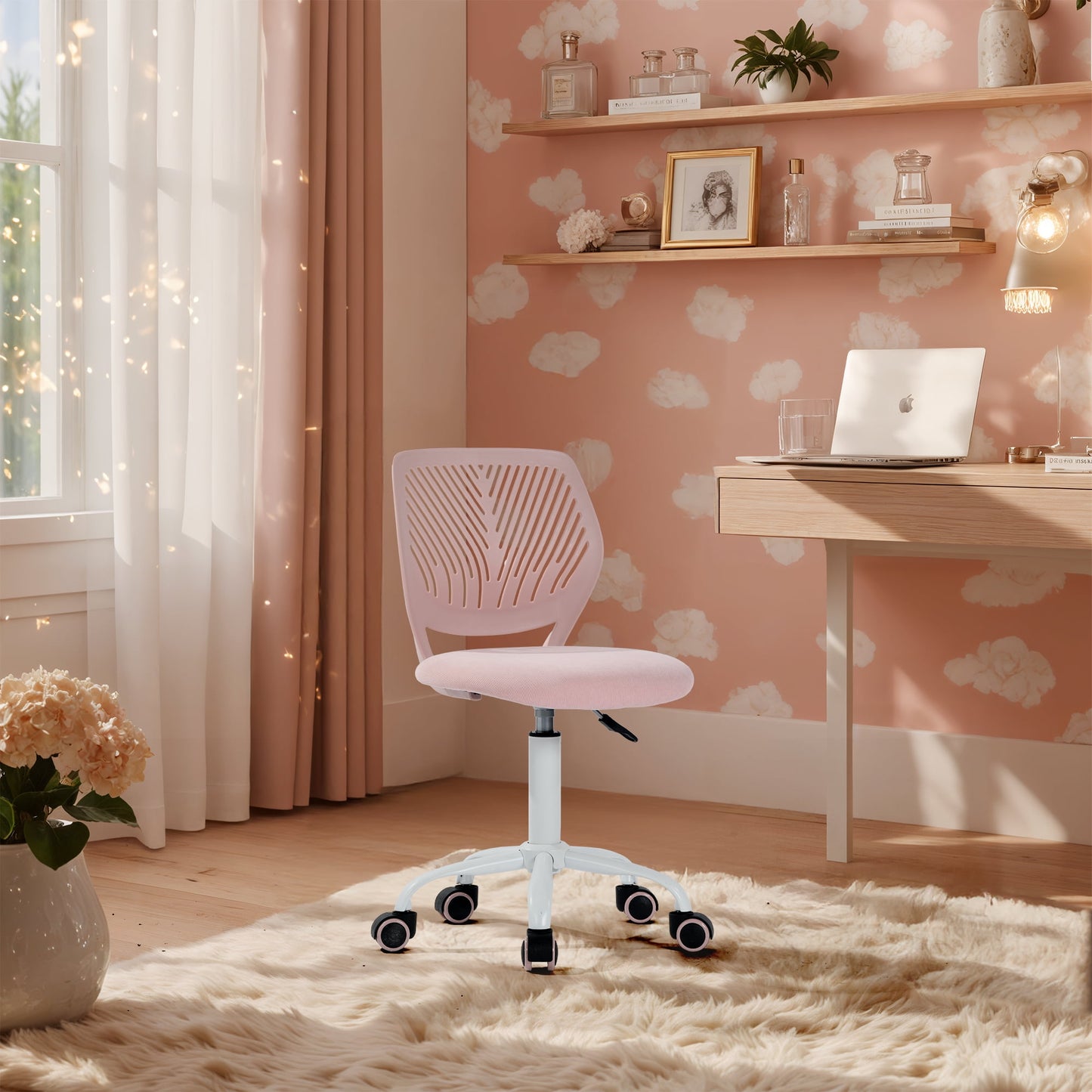 Homy Casa Kids Desk Chair, Adjustable Student Chair for Study, School or Bedroom, Pink