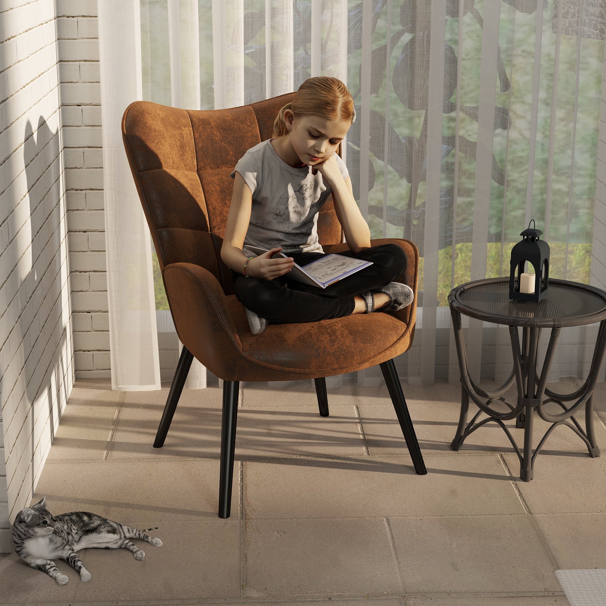 Homy Casa Waiting Room Guest Chair Office Reception Charis Lounge Charis for Living Room Bedroom, Brown