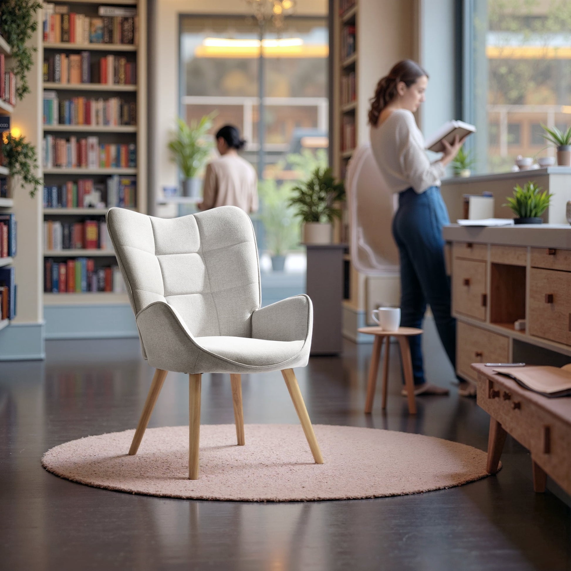 Homy Casa Waiting Room Guest Chair Office Reception Charis Lounge Charis for Living Room Bedroom Makeup, Beige