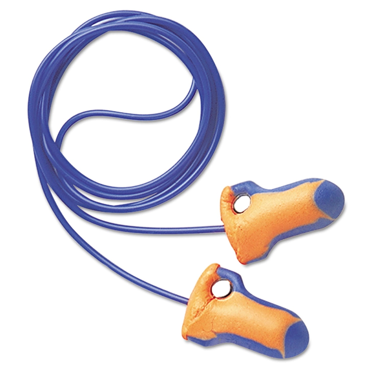 Honeywell Corded Polyurethane Foam Earplugs, Blue and Orange