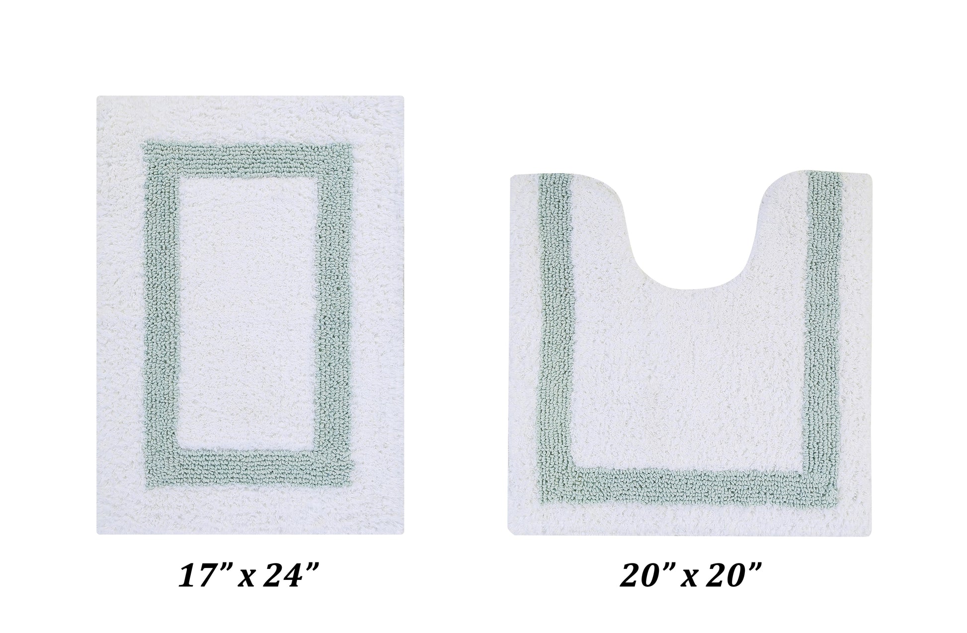 Better Trends 2 Piece Bathroom Rugs Set 100% Cotton Soft Water Absorbent Reversible Machine Washable for Bathroom Floor Decor Toilet Base Contour Mat (17â€x24â€|20â€x20â€) Hotel Collection - White/Blue