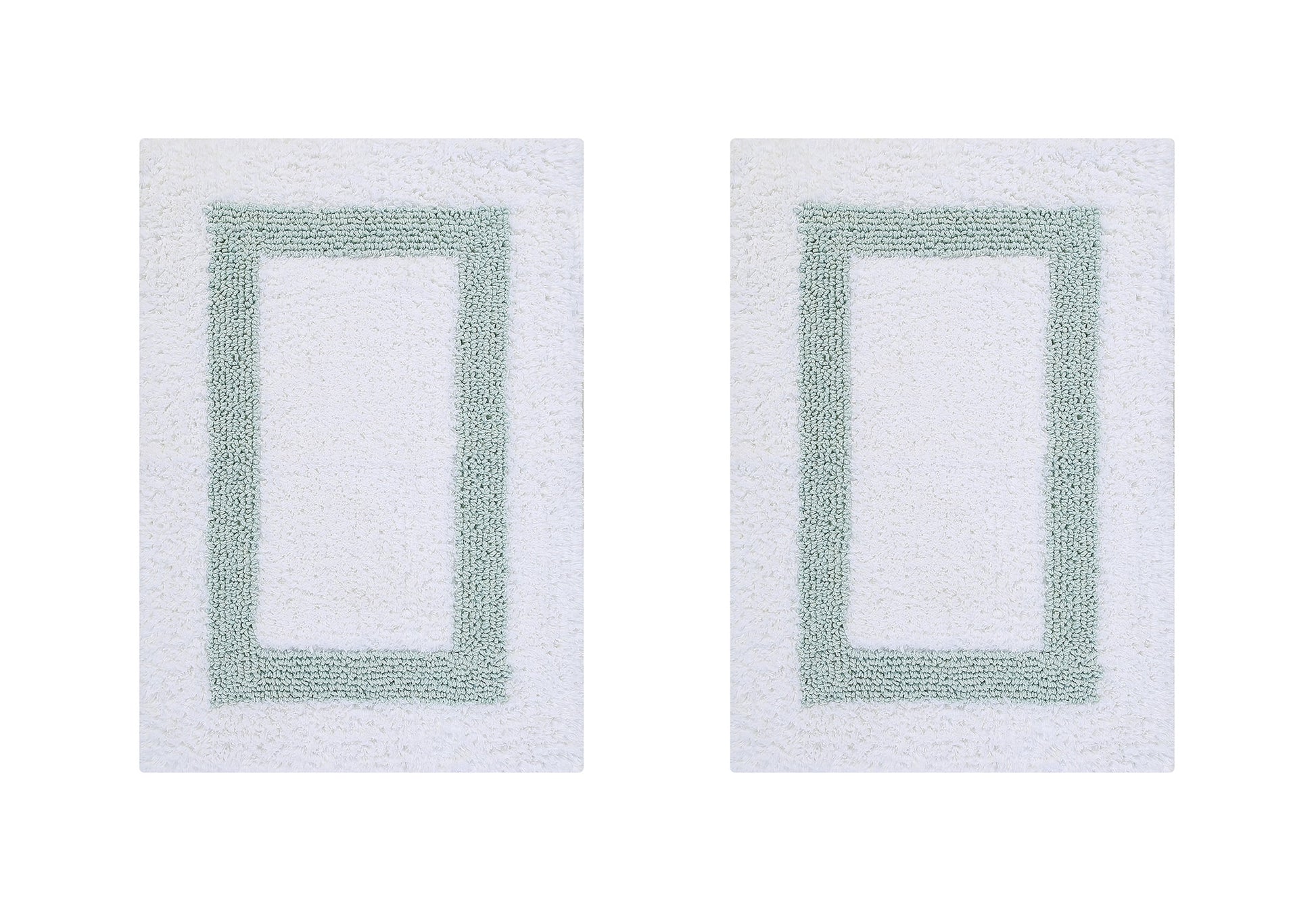 Better Trends 2 Piece Bathroom Rugs Set 100% Cotton Water Absorbent & Reversible Extra Soft Tufted Bath Rug, Machine Washable for Bathroom Floor Decor, 17" x 24" Hotel Collection - White/Blue