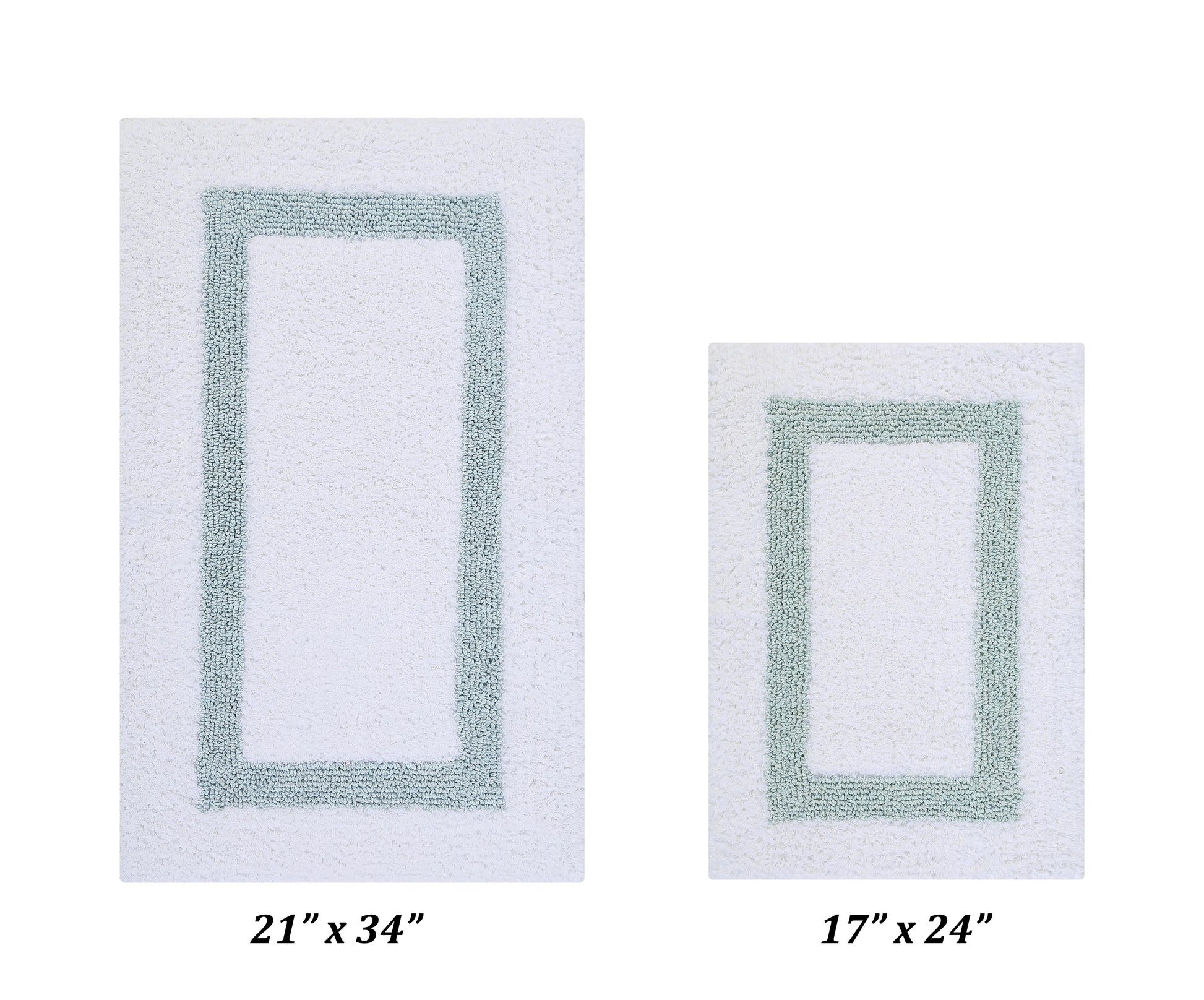 Better Trends 2 Piece Bathroom Rug Set 100% Cotton Bath Mat Extra Soft Tufted Machine Washable Water Absorbent, Reversible for Bathroom, Laundry Room (17â€x24â€|21â€x34â€) Hotel Collection - White/Blue