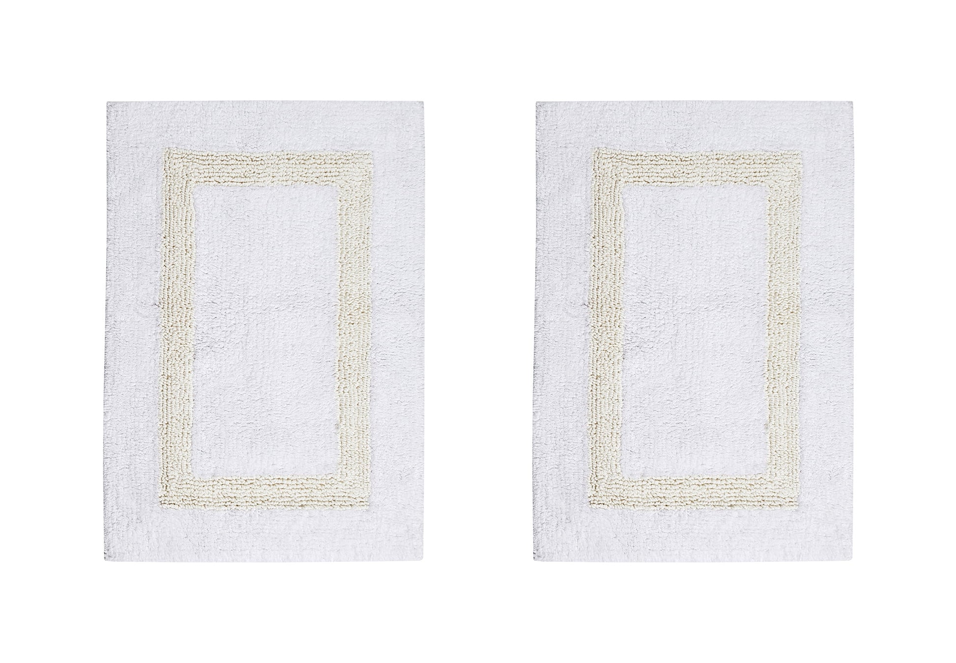 Better Trends 2 Piece Bathroom Rugs Set 100% Cotton Water Absorbent & Reversible Extra Soft Tufted Bath Rug, Machine Washable for Bathroom Floor Decor, 17" x 24" Hotel Collection - White/Ivory