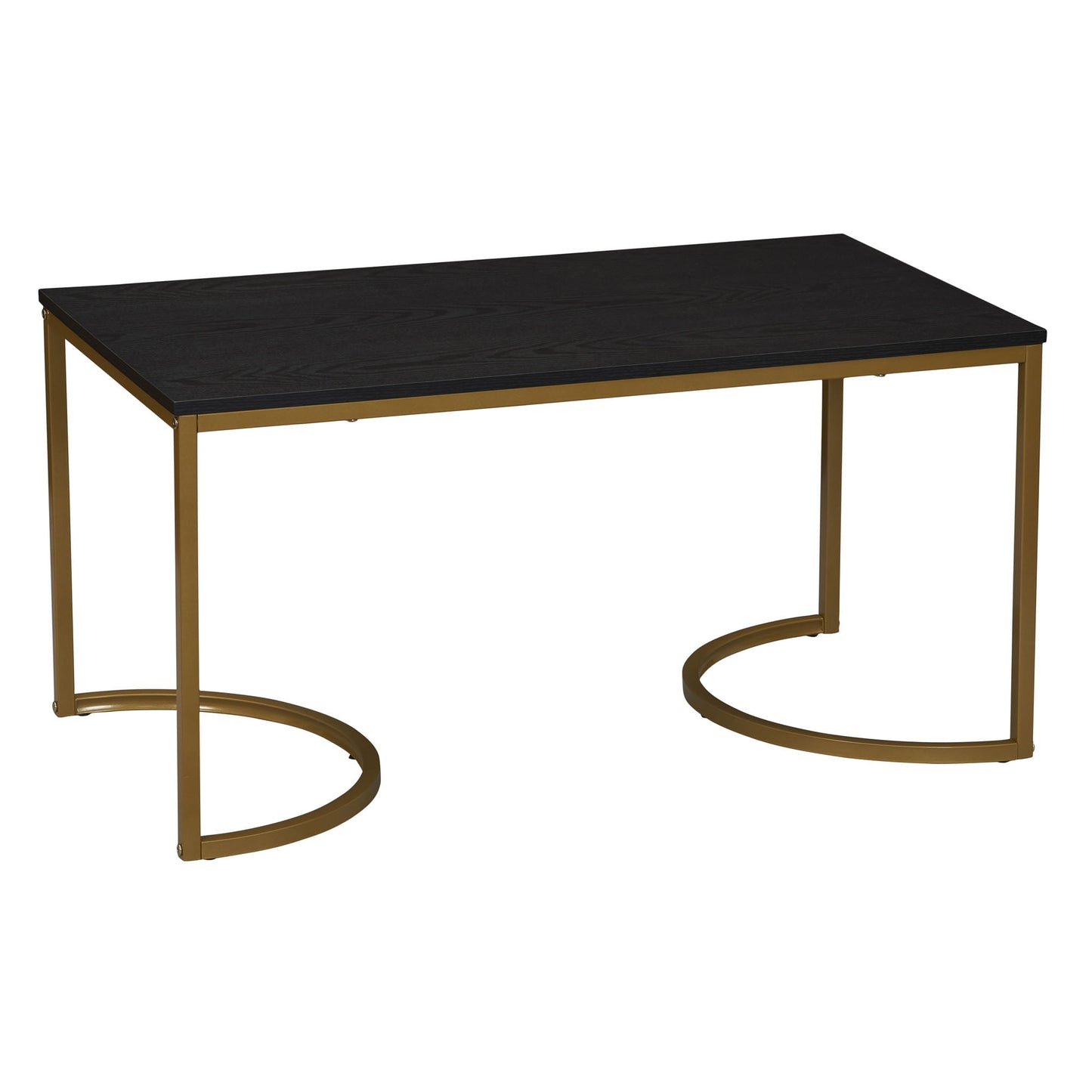 Household Essentials Half-Moon Modern Coffee Table, Black Oak