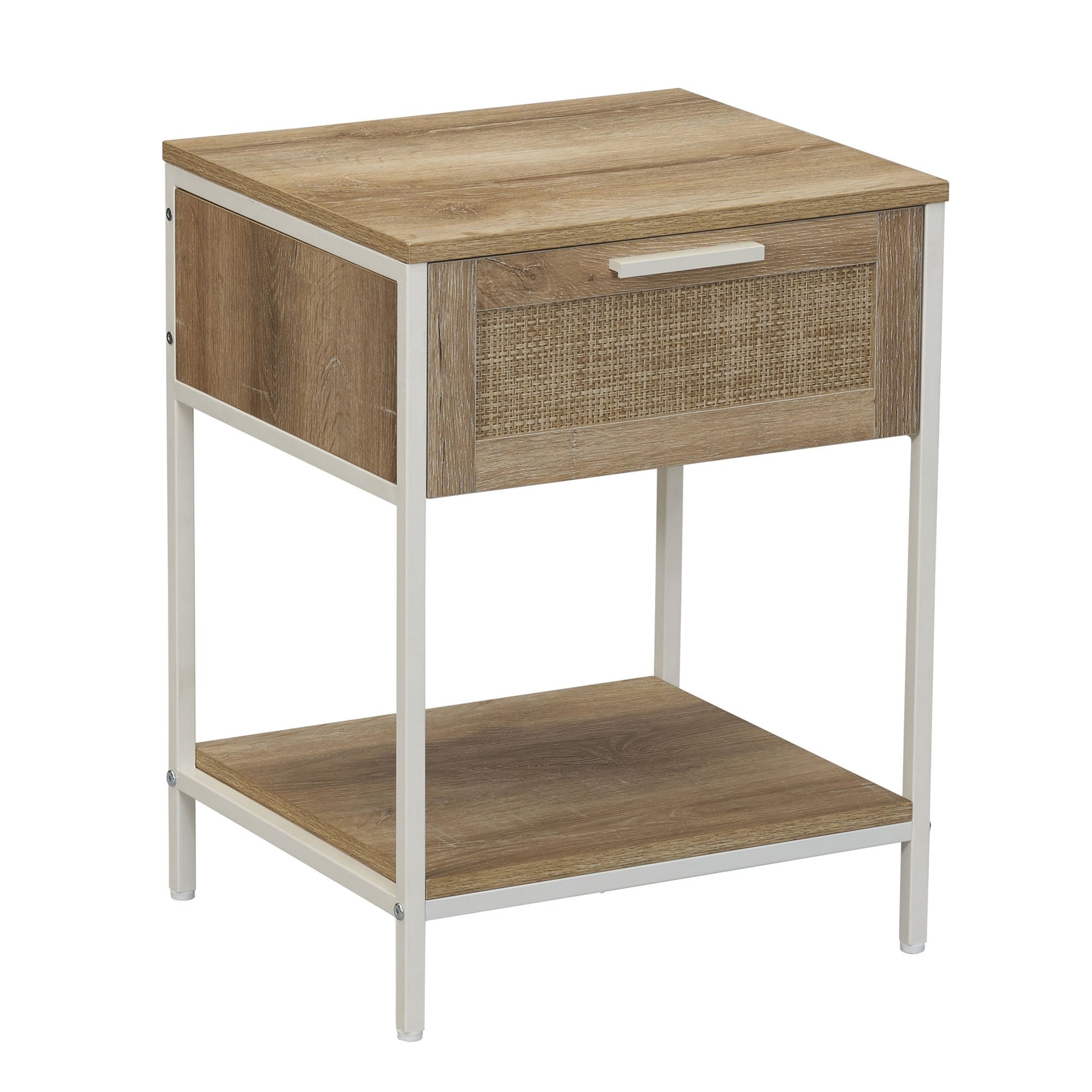 Household Essentials Bungalow Rattan End Table, Coastal Oak