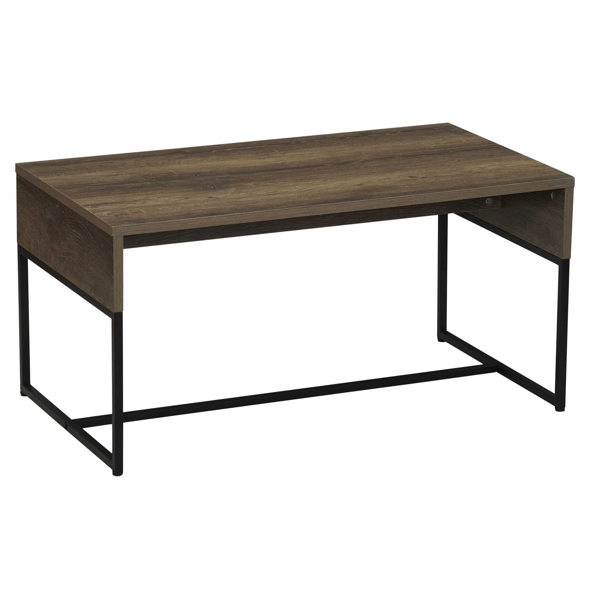 Household Essentials Wrap Rectangular Coffee Table Ashwood Rustic Wood Grain and Black Metal