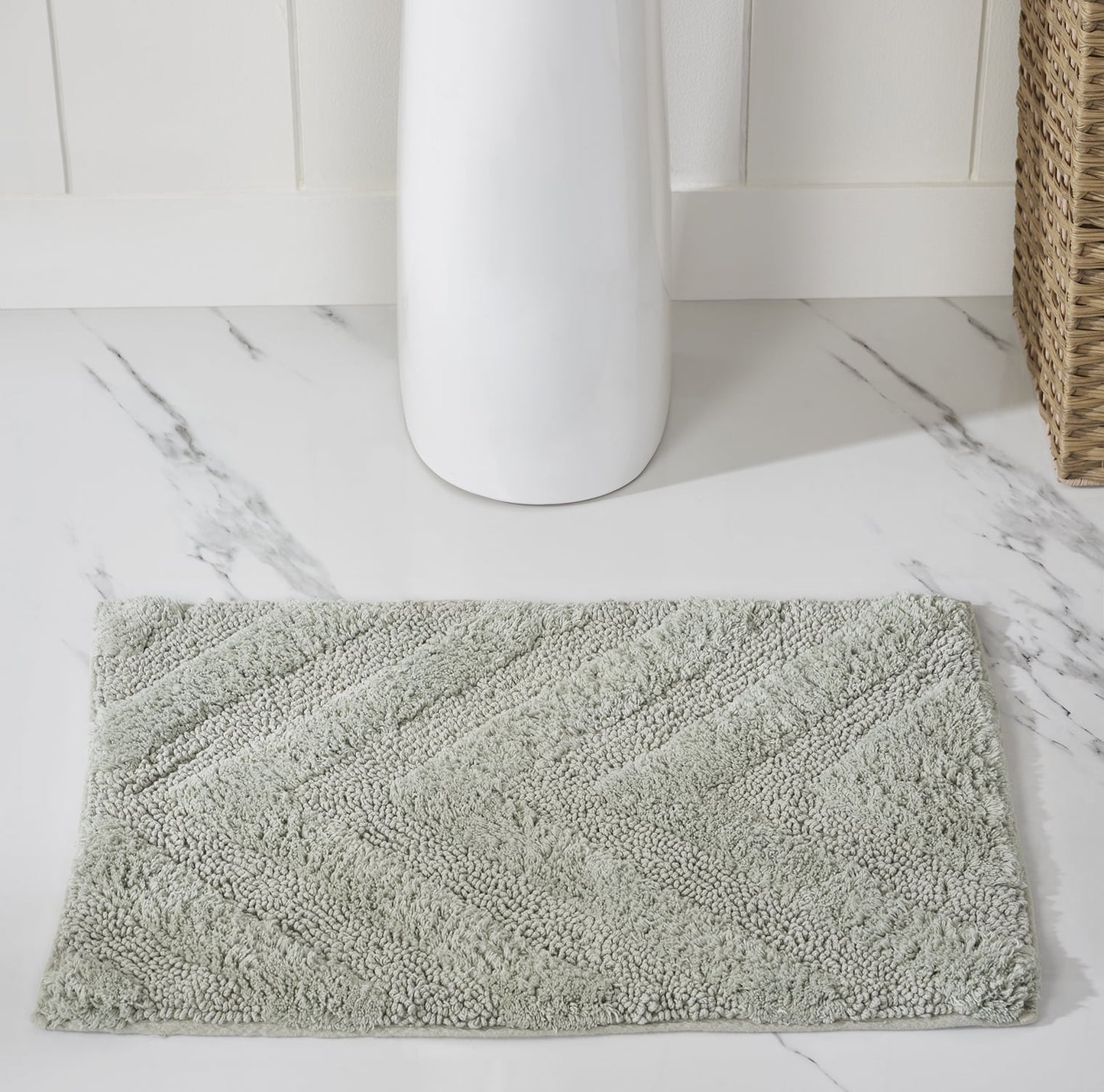 Better Trends 2 Piece Bathroom Rug Set 100% Cotton Extra Soft Tufted Bath Rug Water Absorbent Non-Slip Bath Mat Machine Washable (Dark Sage) Hugo Collection