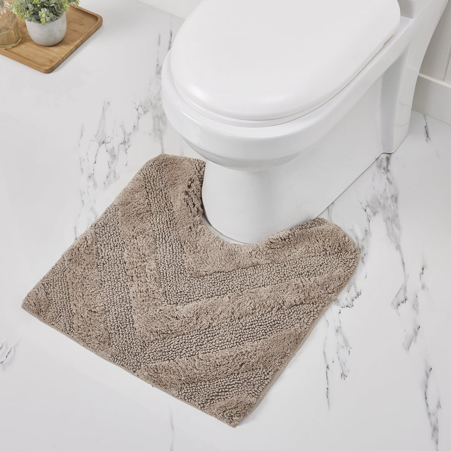 Better Trends Juego de 3 Piezas de Tapetes de BaÃ±o 100% AlgodÃ³n Extra Suave Tapete de BaÃ±o Absorbente de Agua Antideslizante Lavable a MÃ¡quina (Beige) ColecciÃ³n Hugo