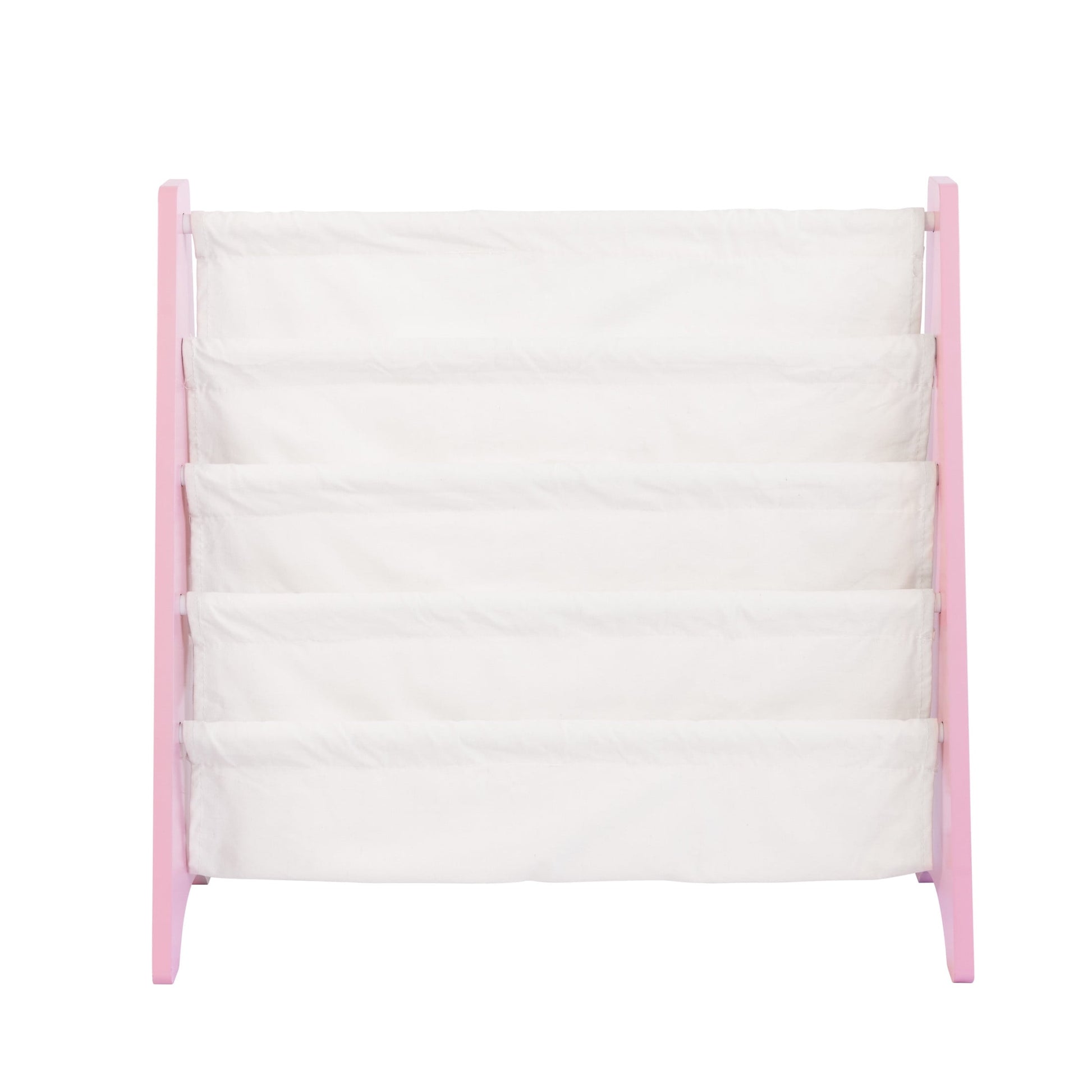 Humble Crew Kids and Toddler Bookcase 4 Tier Book Storage, Pink/White