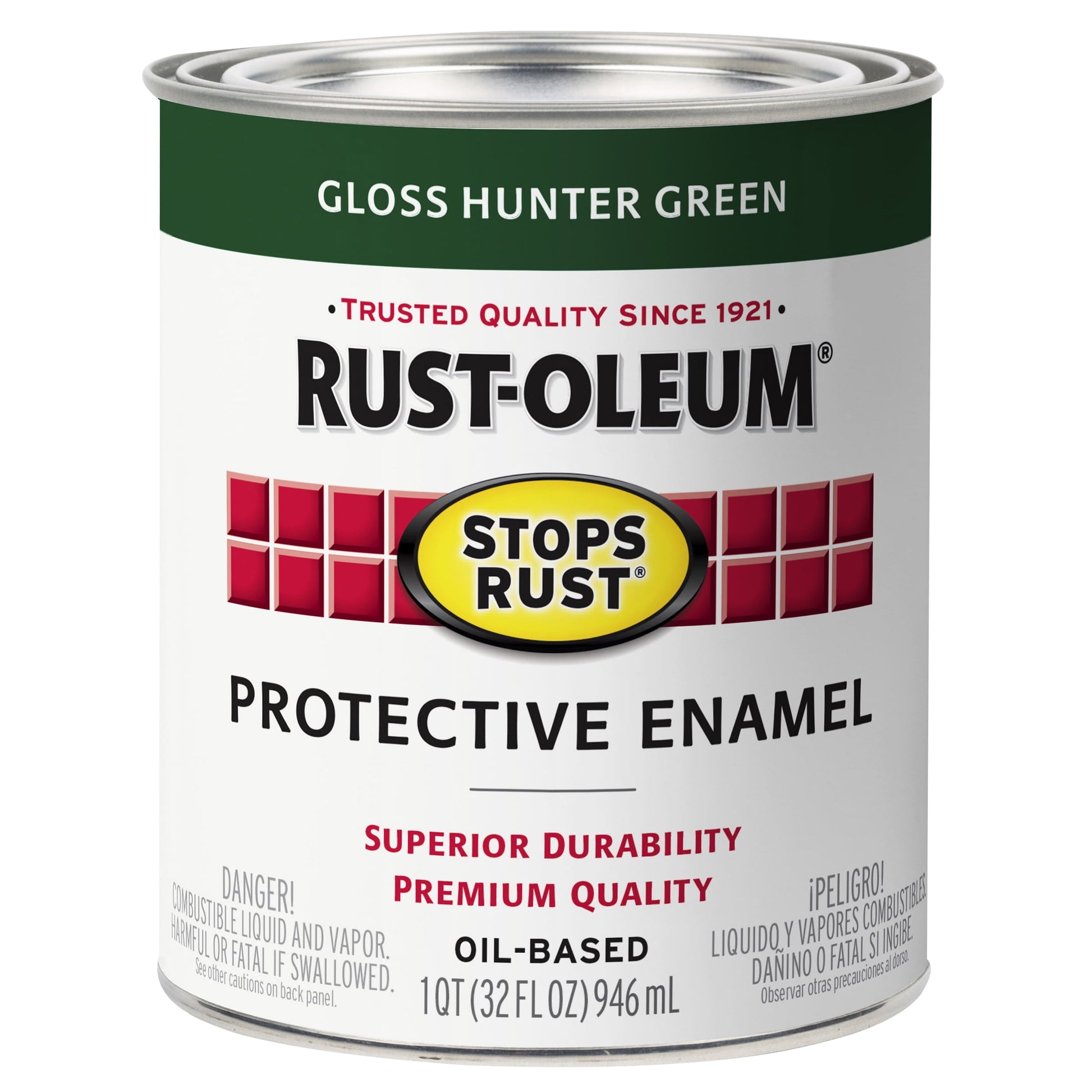 2 Pack, Hunter Green(100 Voc), Rust-Oleum Stops Rust Gloss Protective Enamel- 353576, Quart