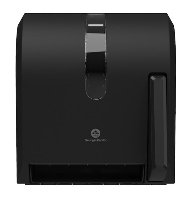 Hygienic Push-Paddle Roll Towel Dispenser 13 x 10 x 14.4, Black