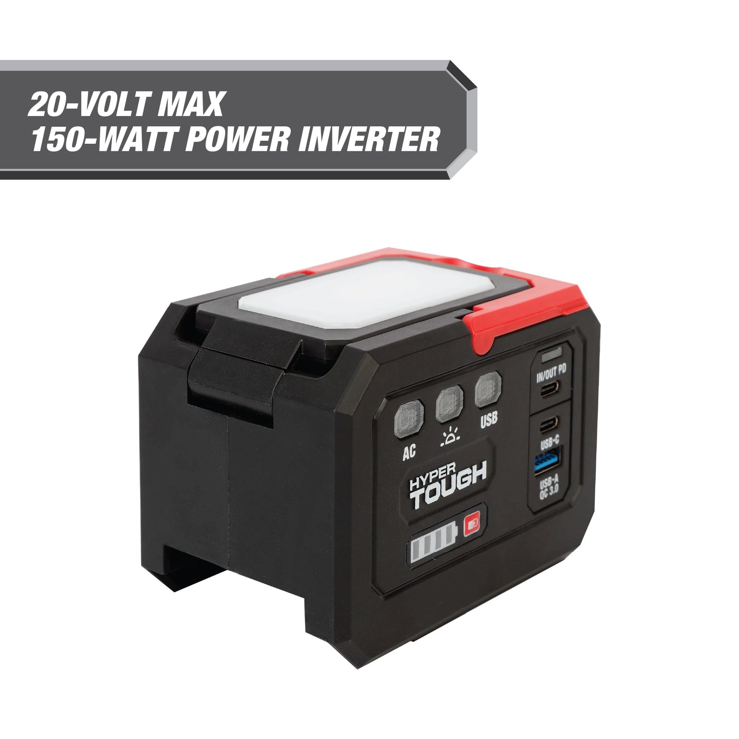 Hyper Tough 20V Power Inverter 150-Watt, 3-USB Ports, New