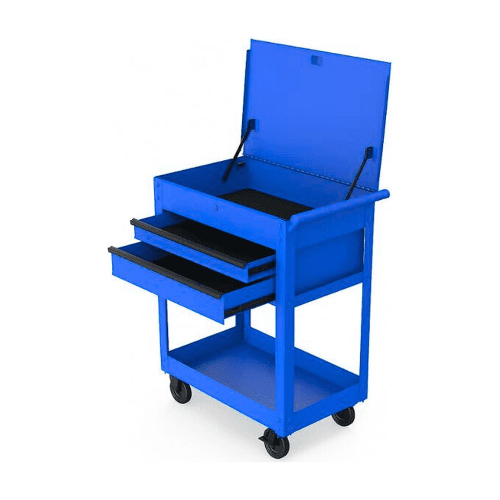 Hyper Tough 28-Inch Steel Tool Cart with Drawer, 500 lb Load Capacity, Blue Powder-Coated