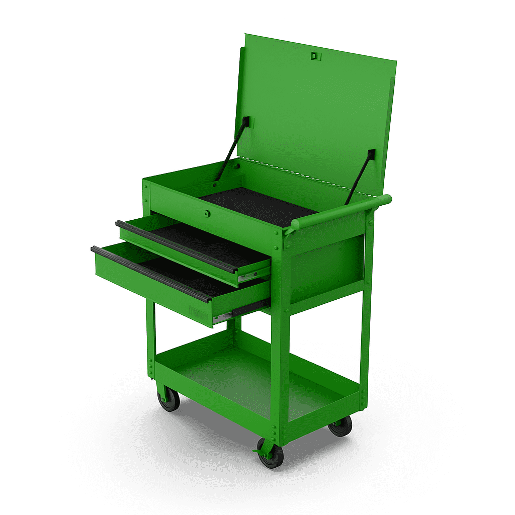 Hyper Tough 28-Inch Steel Tool Cart with Drawer, 500 lb Load Capacity, Green Powder-Coated