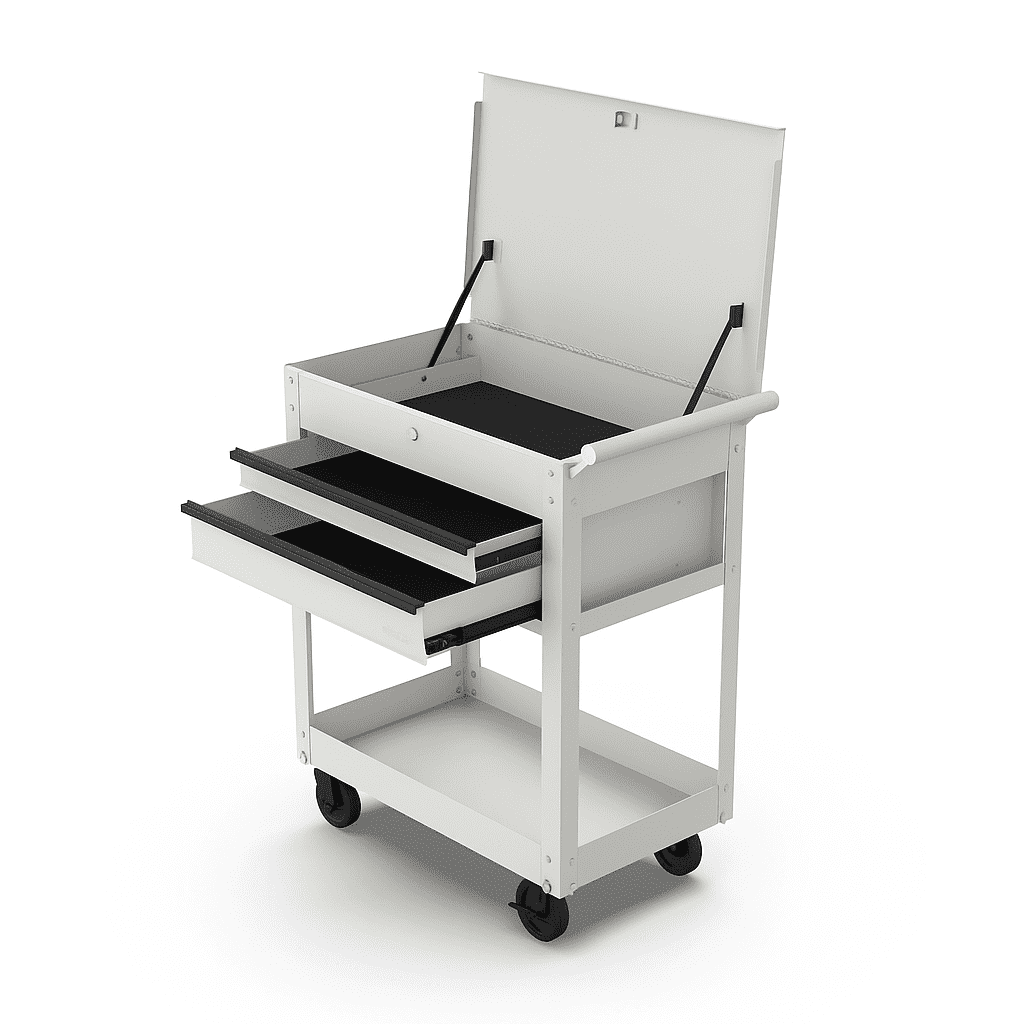Hyper Tough 28-Inch Steel Tool Cart with Drawer, 500 lb Load Capacity, White Powder-Coated