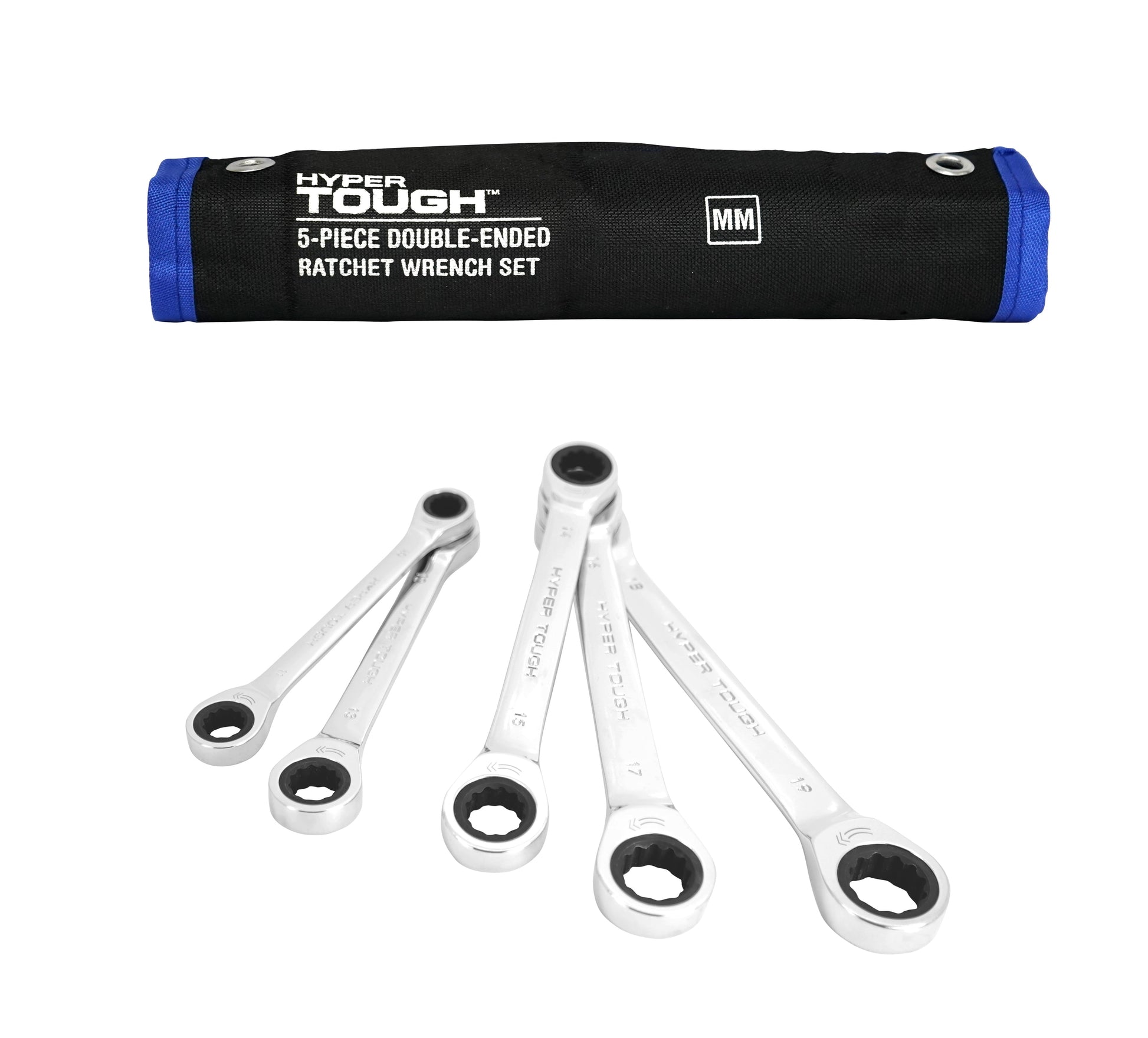 Hyper Tough 5-Piece Metric Double End Ratchet Wrench Tool Set, Hand Tools