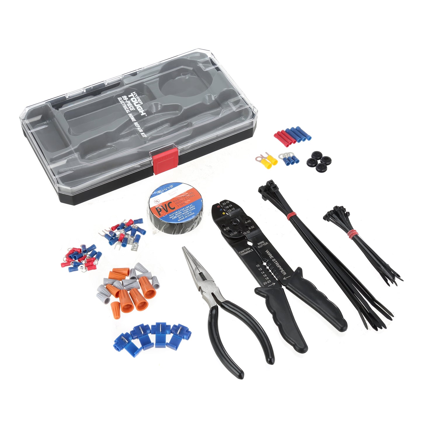 Hyper Tough 99 Piece Compact Electrical Home Repair Set Including Storage Case TD21801A, New, 1.36 lbs.