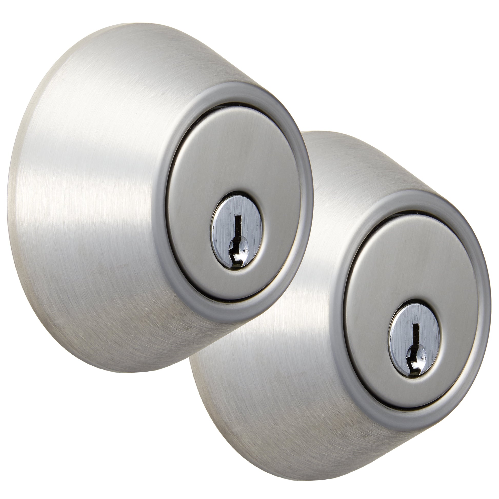 Hyper Tough Keyed Entry Single Cylinder Deadbolt Lock, Stainless Steel Finish, Twin pack