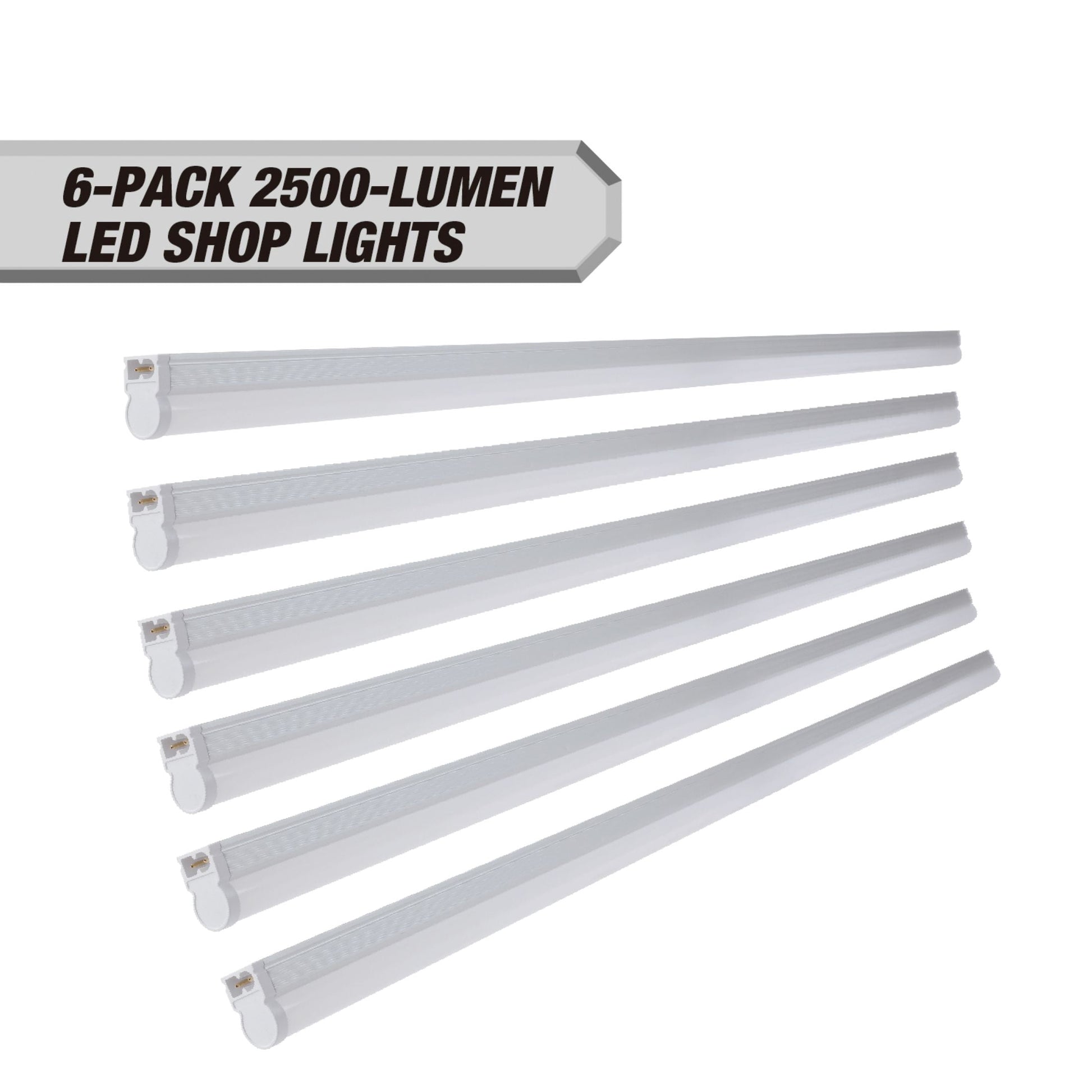 Hyper Tough LED 2500 Lumens 4-Foot T5 Dimmable Shop Lights, Pack of 6