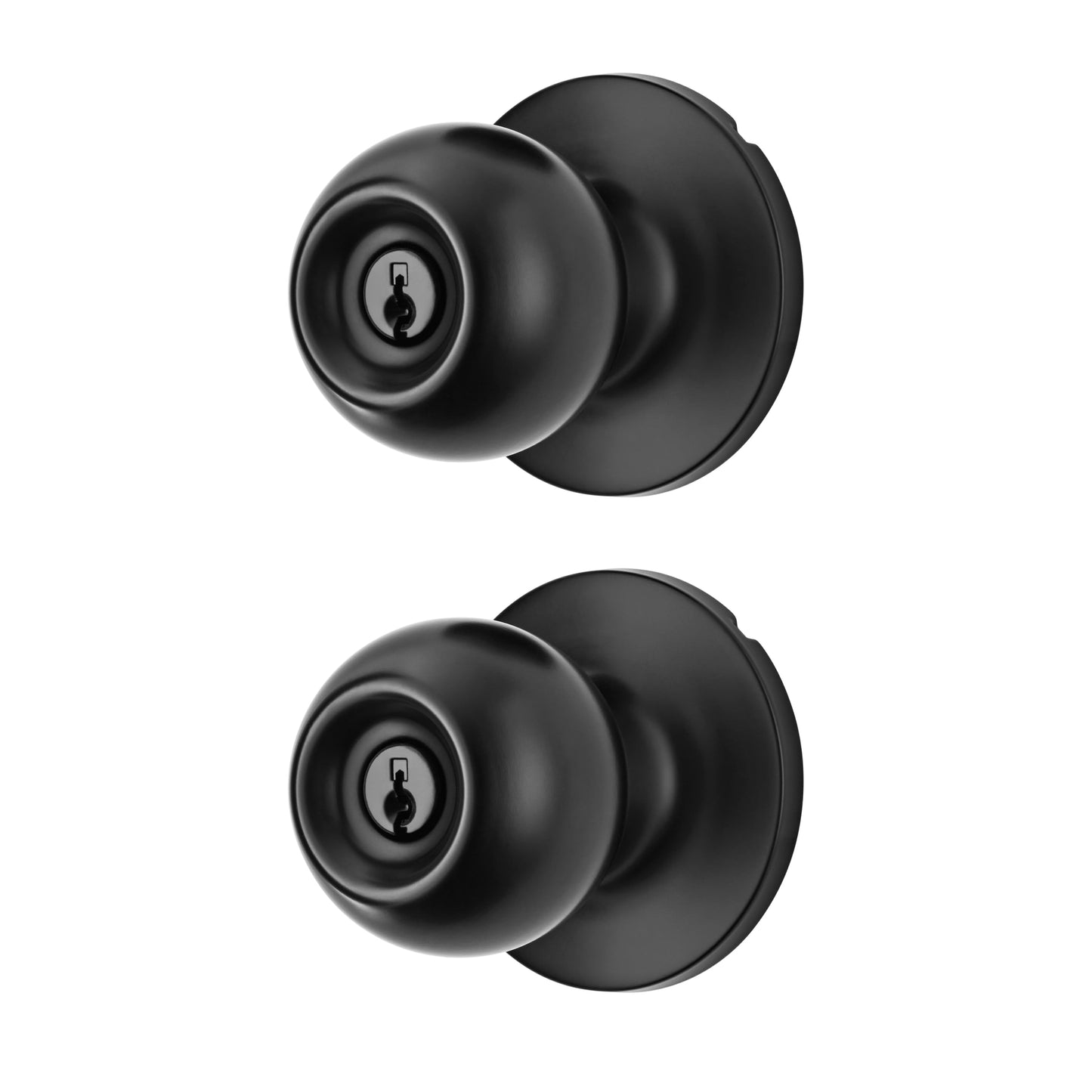 Hyper Tough Two Keyed Entry Ball Locking Doorknobs Matte Black Finish Twin Pack