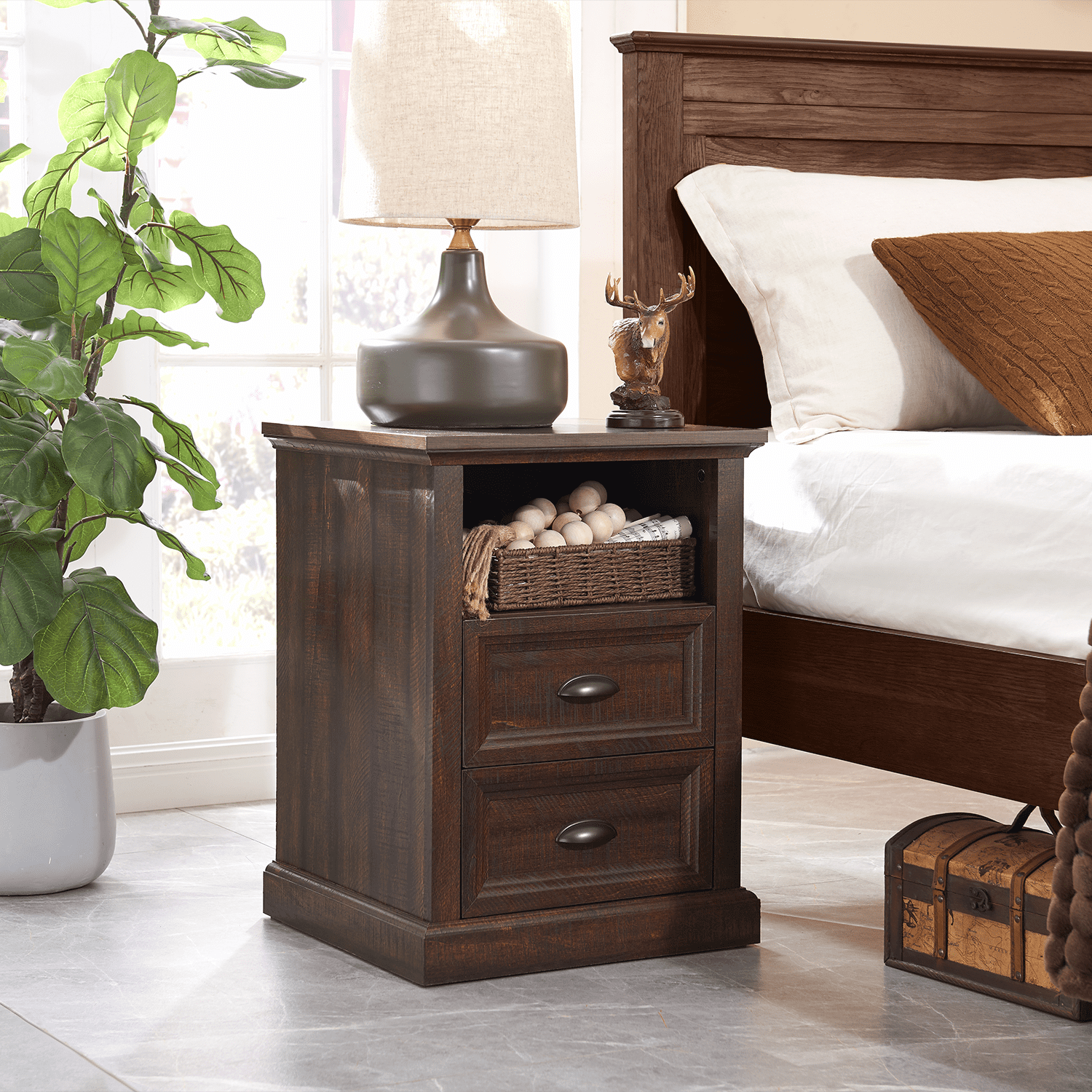IFGET Dresser for Bedroom with 2 Drawers Tall & Large, Farmhouse Wood Dresser & Chests of Drawers