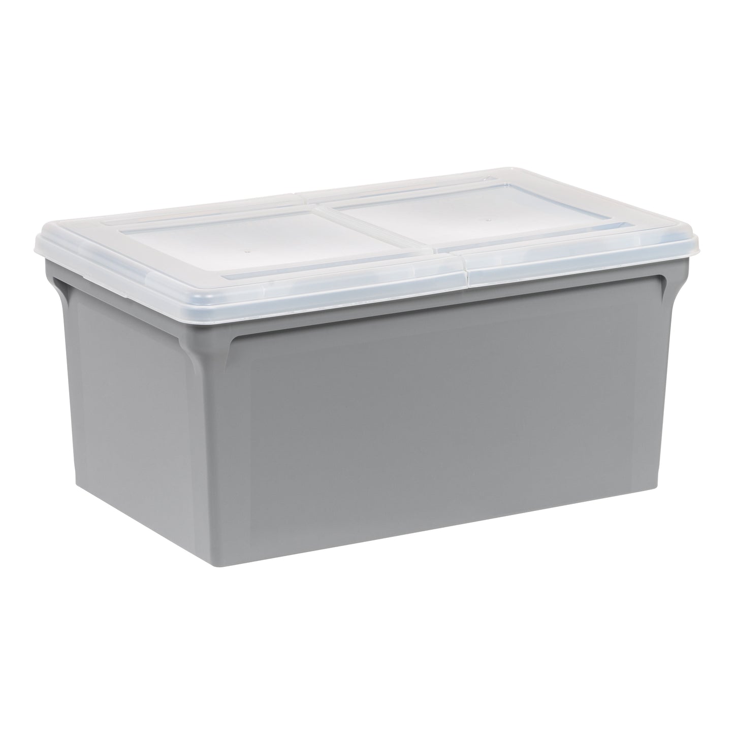 IRIS USA, Split Lid Plastic Storage Bins/ File Boxes 22.8" L x 13.74" W x 10.75" H, Gray, Single