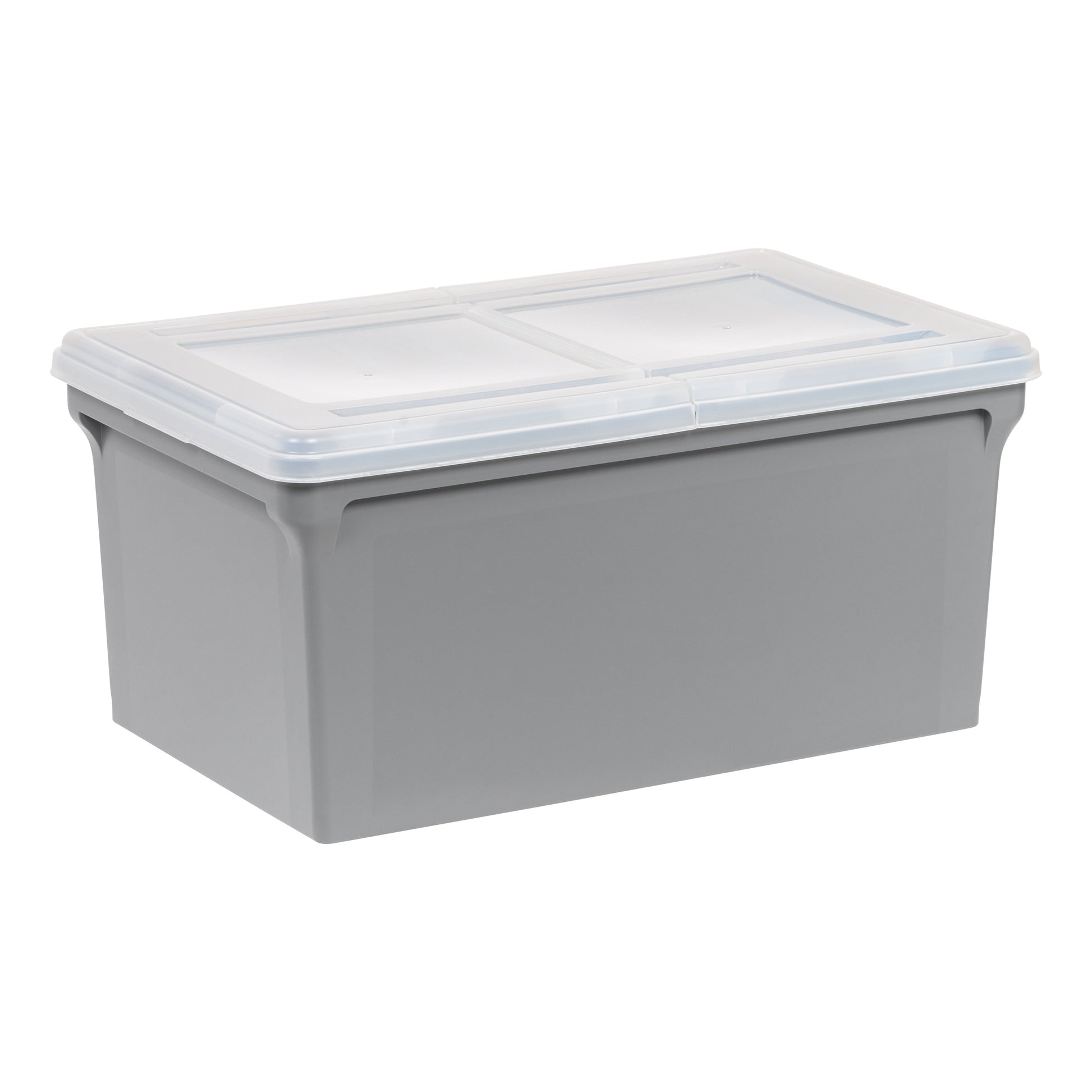 IRIS USA, Split Lid Plastic Storage Bins/ File Boxes 22.8" L x 13.74" W x 10.75" H, Gray, Single