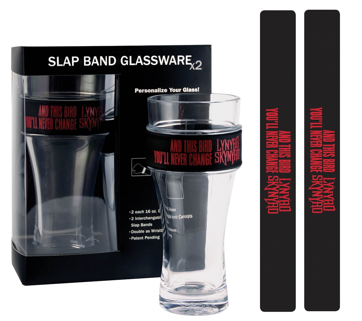 Iconic Lynyrd Skynyrd 2-Pack Slap Band Pint Size Glassware - Freebird