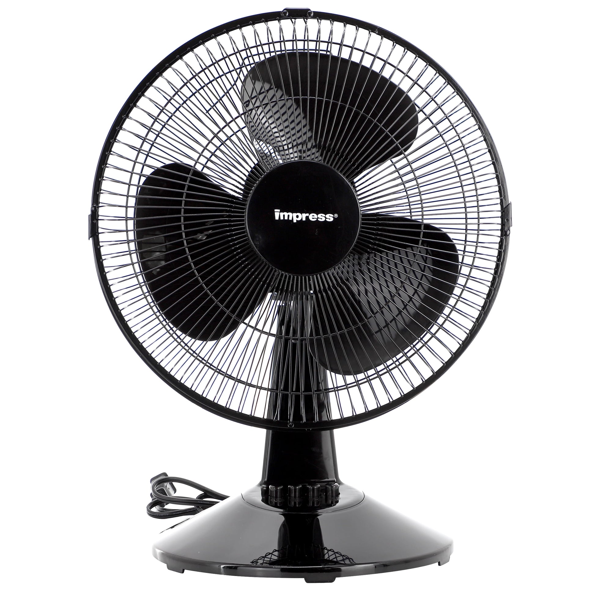 Impress 12 Inch 3 Speed Oscillating Table Fan in Black
