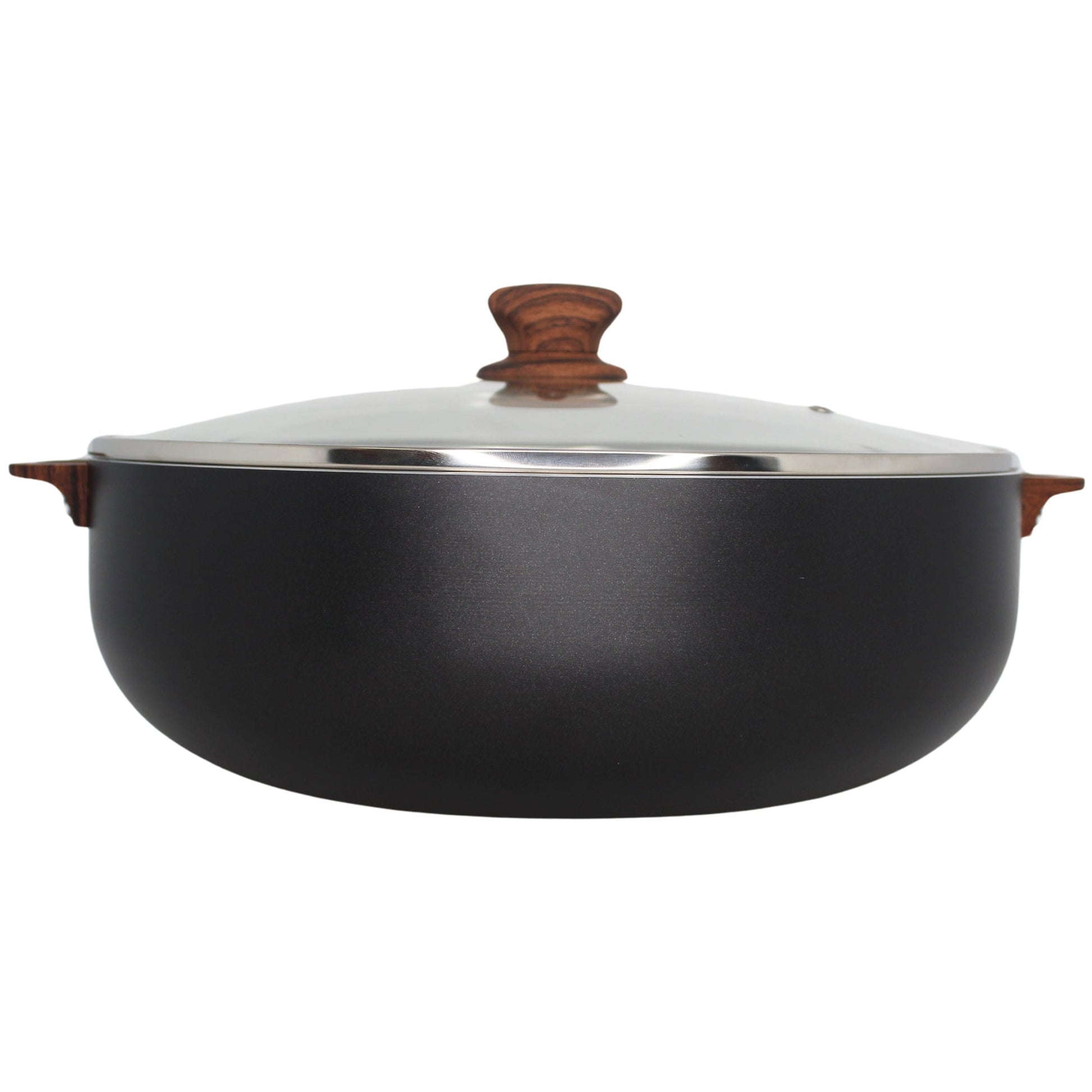 Imusa 9.0 Quart Madera Caldero with Speckled Ceramic Nonstick and Glass Lid, Black