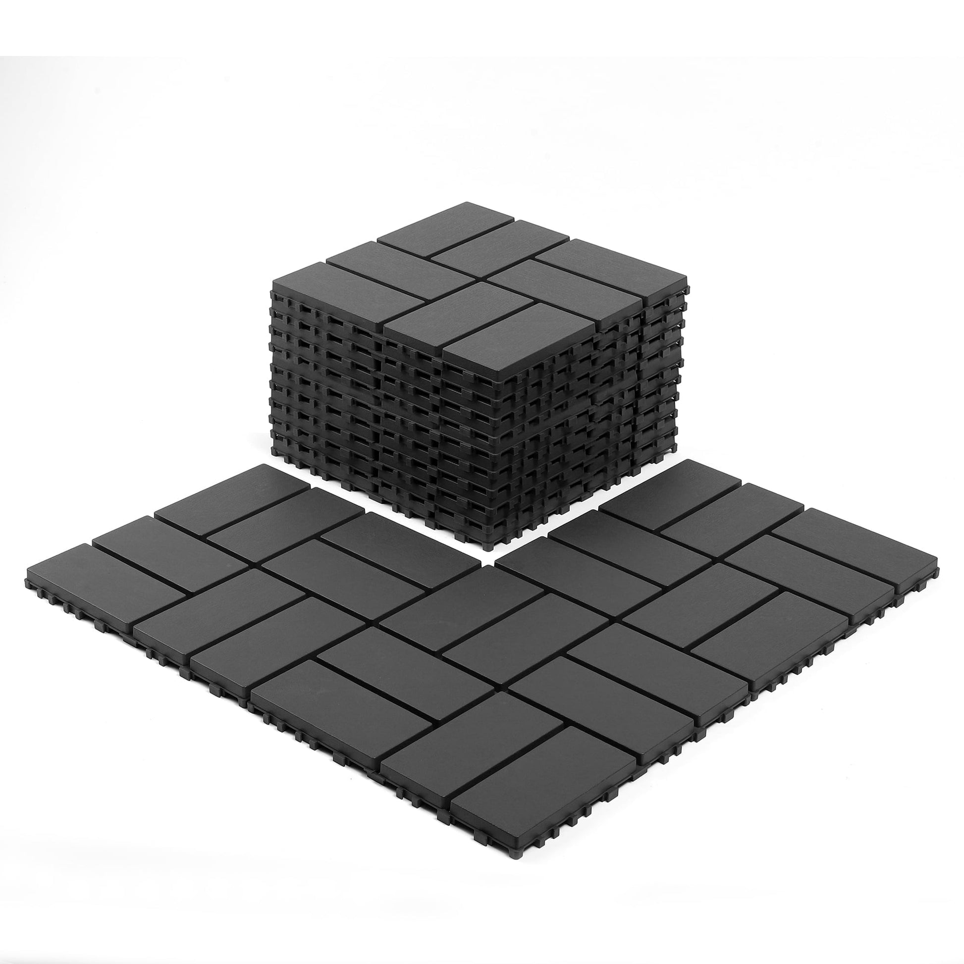 24 Pack Interlocking Deck Tiles 24" x 12" Waterproof Outdoor Patio Flooring Tiles