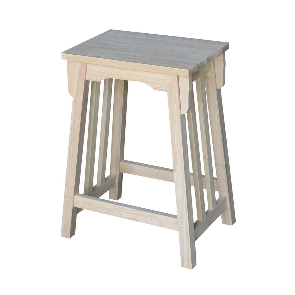 International Concepts Unfinished Solid Wood Mission Counter Stool, 24-Inch Height