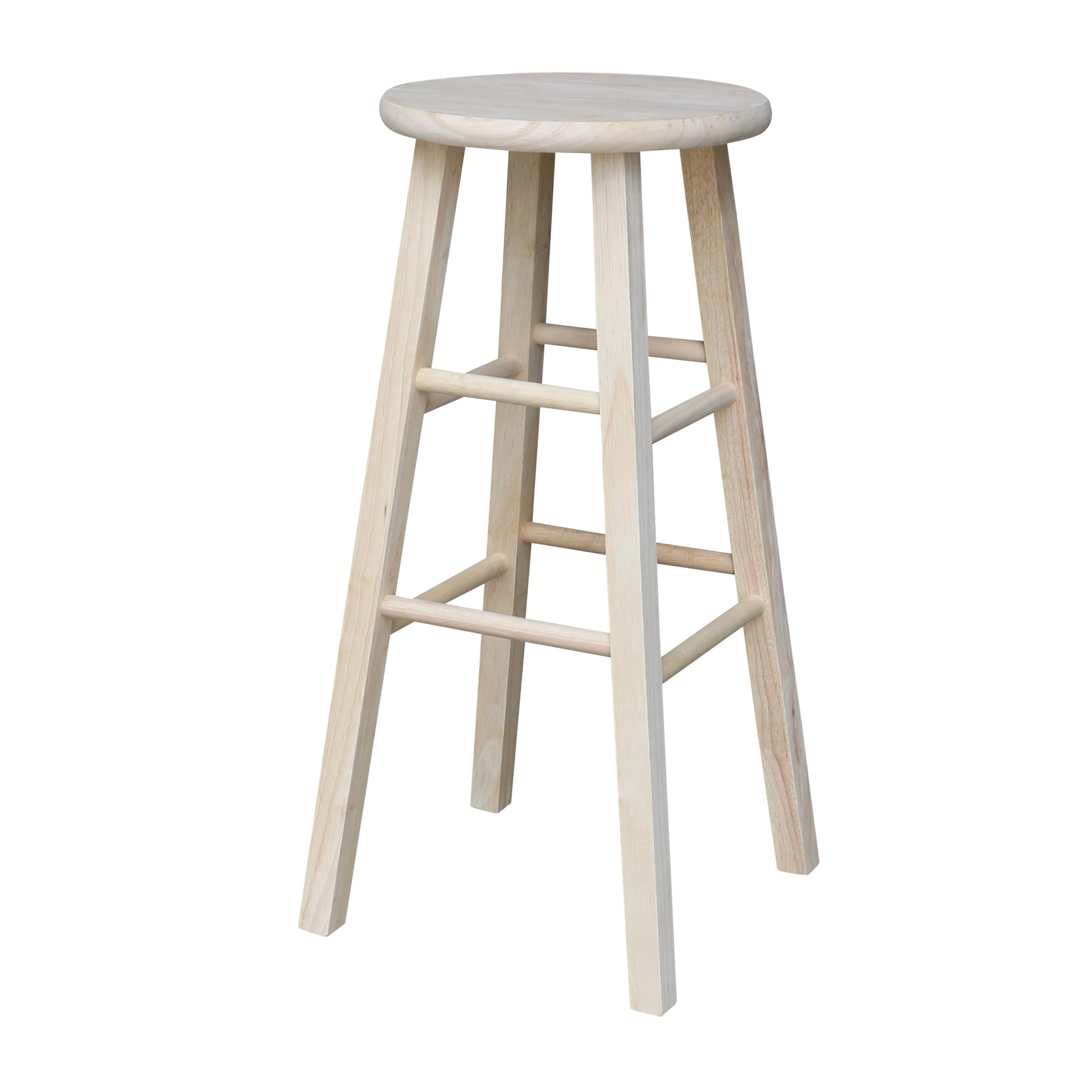 International Concepts 29-in Round Top Wood Bar Stool, Unfinished