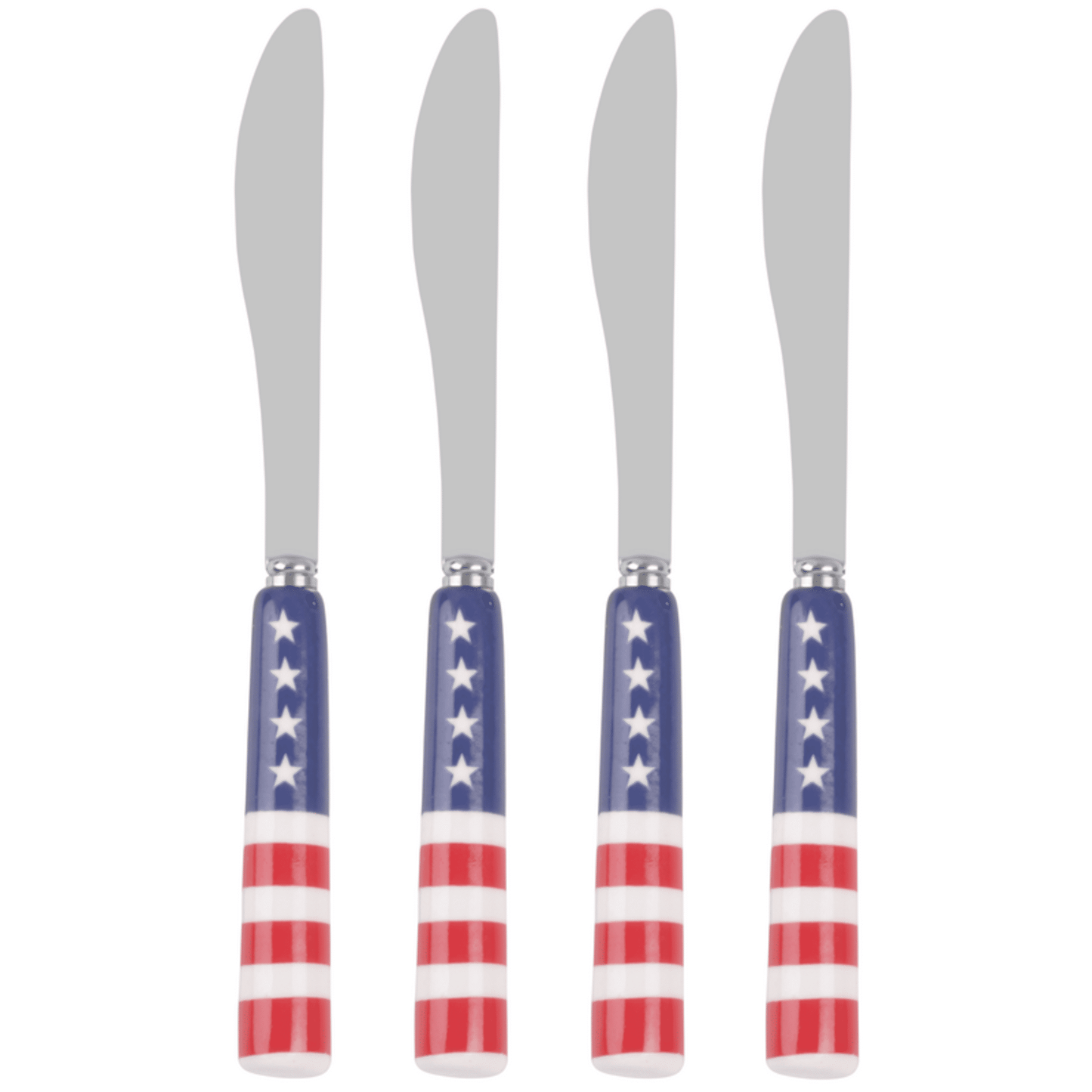 International Silver Stars and Stripes Ceramic Handle Spreader Set of 4