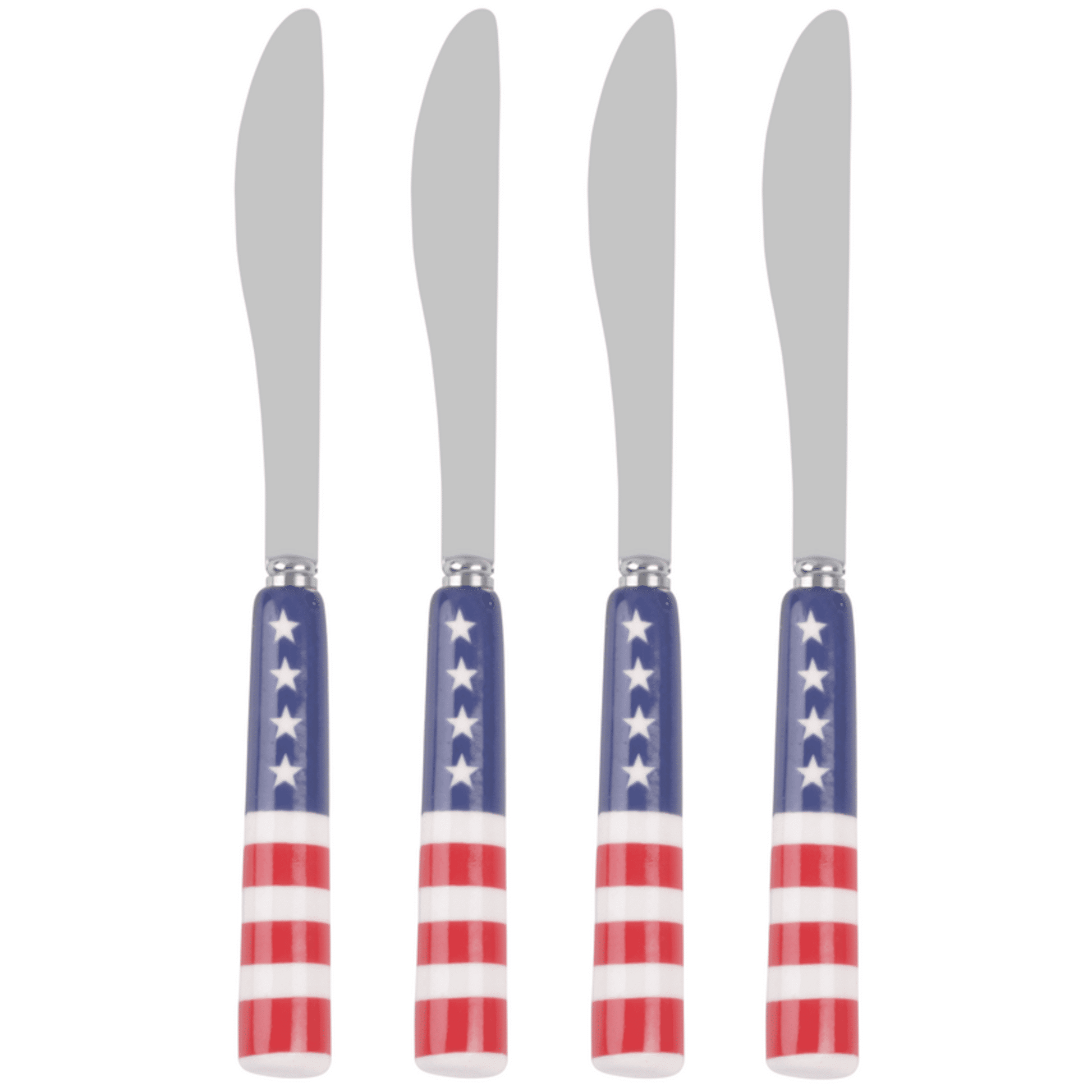 International Silver Stars and Stripes Ceramic Handle Spreader Set of 4
