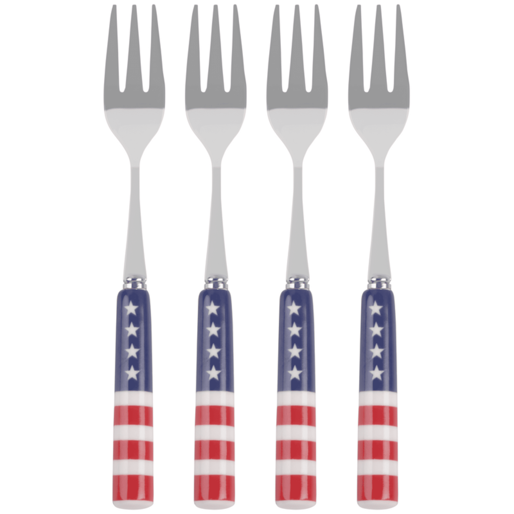 International Silver Stars and StripesCeramic Handle Appetizer Fork Set of 4
