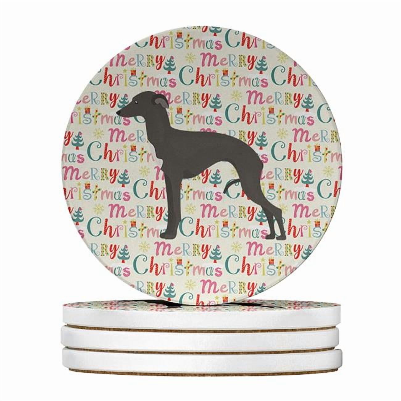 Italian Greyhound #1 Merry Christmas Large Sandstone Coasters Pack of 4 4 in x 4 in