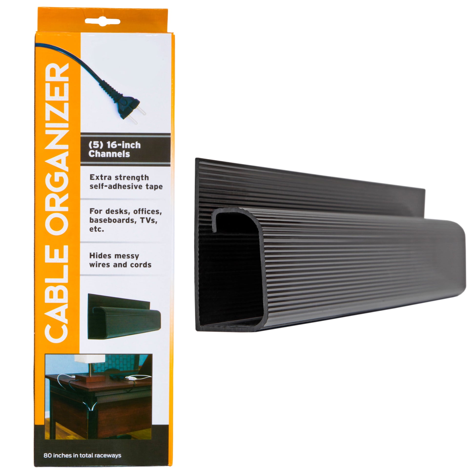 Kit Organizador de Cables de Escritorio J Channel: 10 Canales de Pasarela Negros de Edison Supply