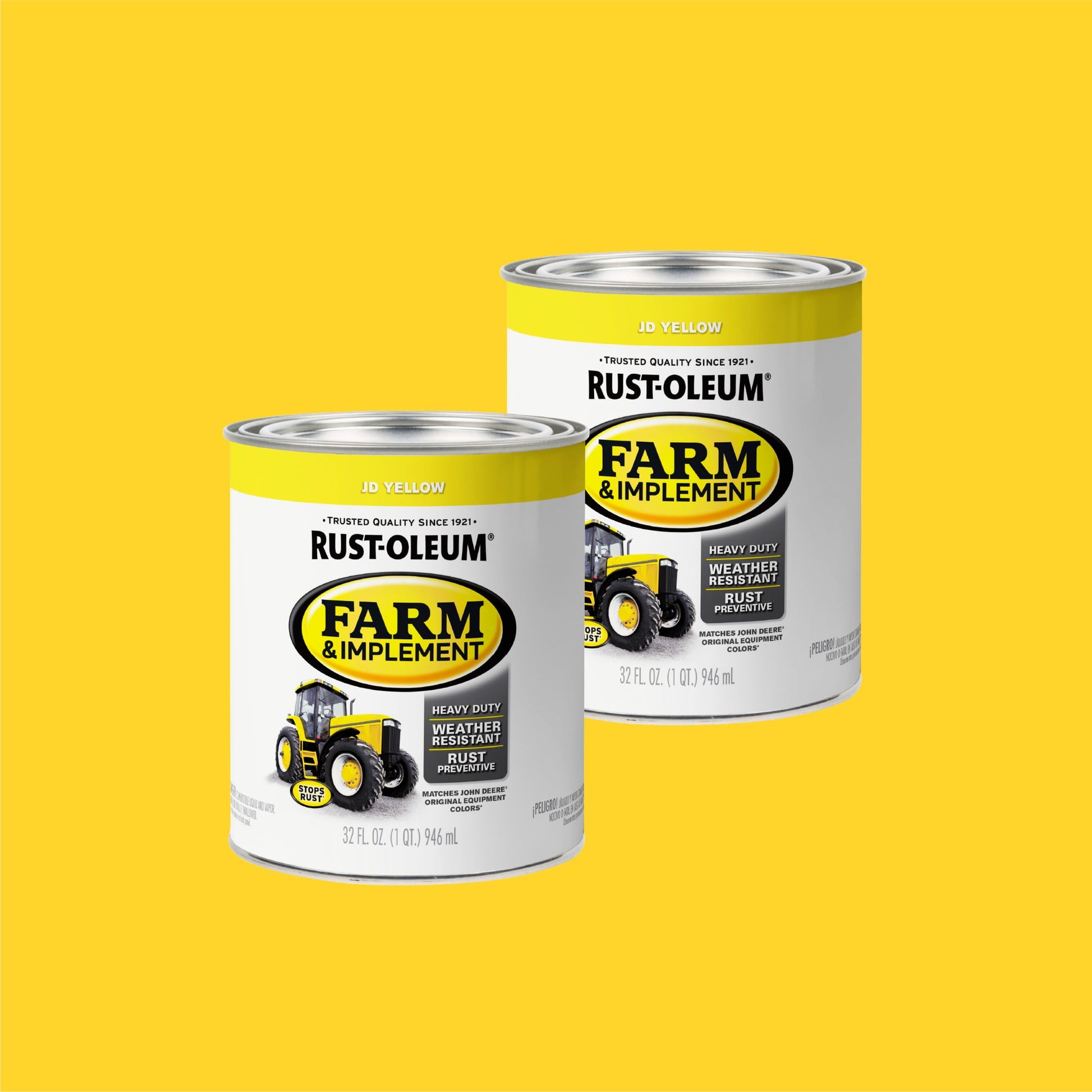 2 Pack, JD Yellow, Rust-Oleum Specialty Gloss Farm and Implement Paint-280150, 1 qt