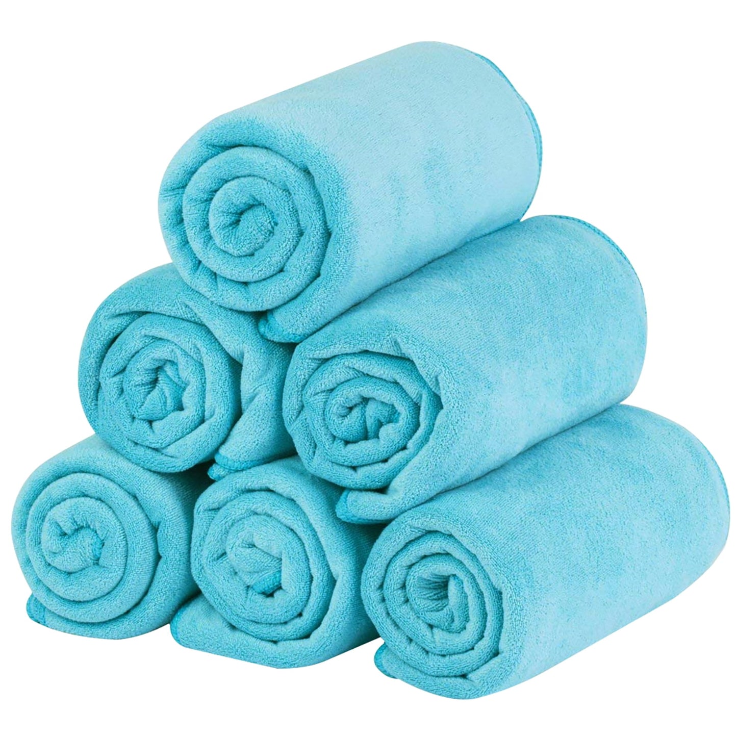 JML Microfiber Bath Towel Set of 6 - Soft Absorbent Hotel Bathroom Towels, Lake Blue